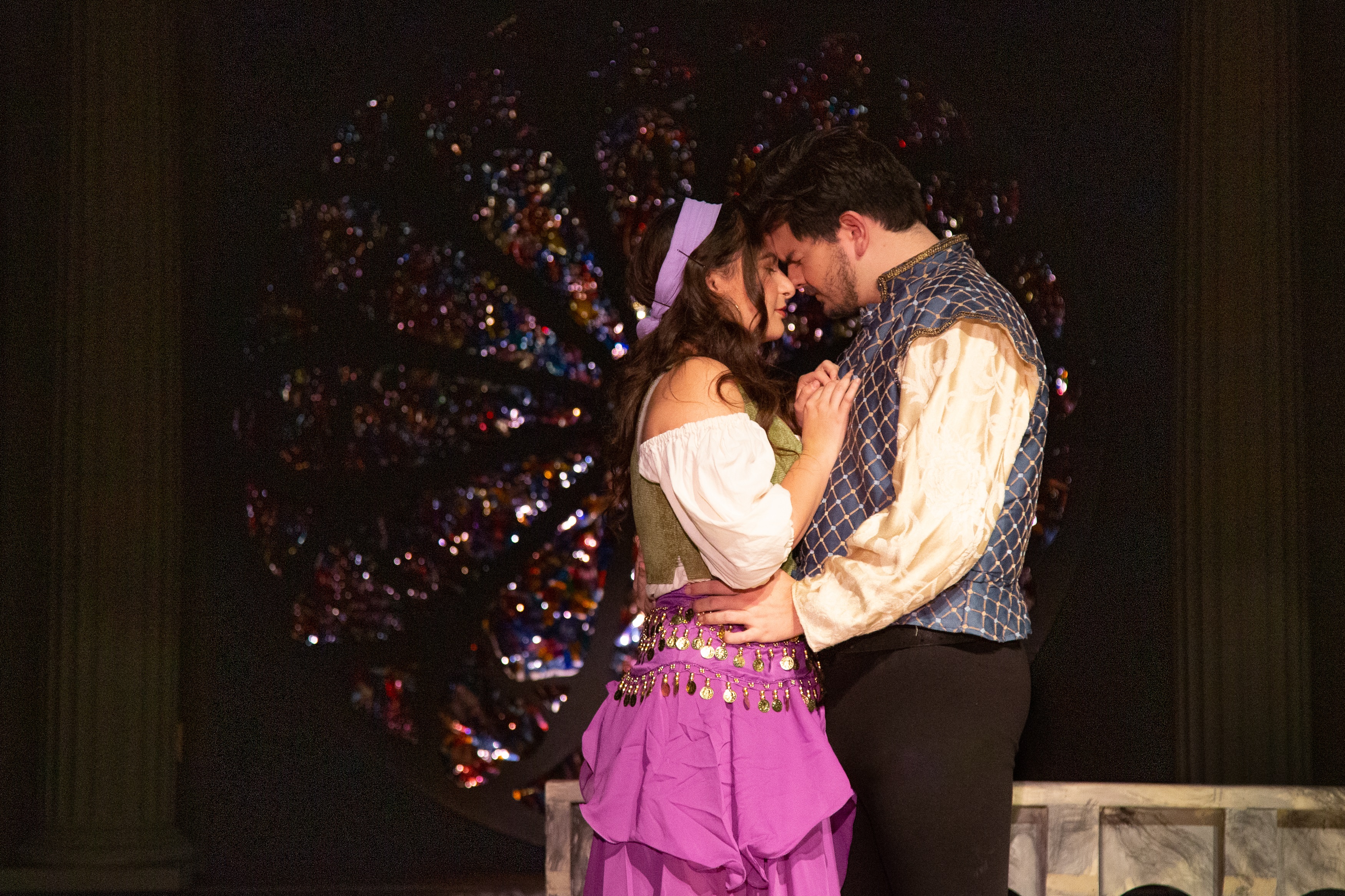 Captain Phoebus de Martin (Tristan Ferrara) swears to protect Esmeralda (Rhiannon Karp) from all who would try to hurt her ever again. Photo Credit: Meredyth Hope Photography