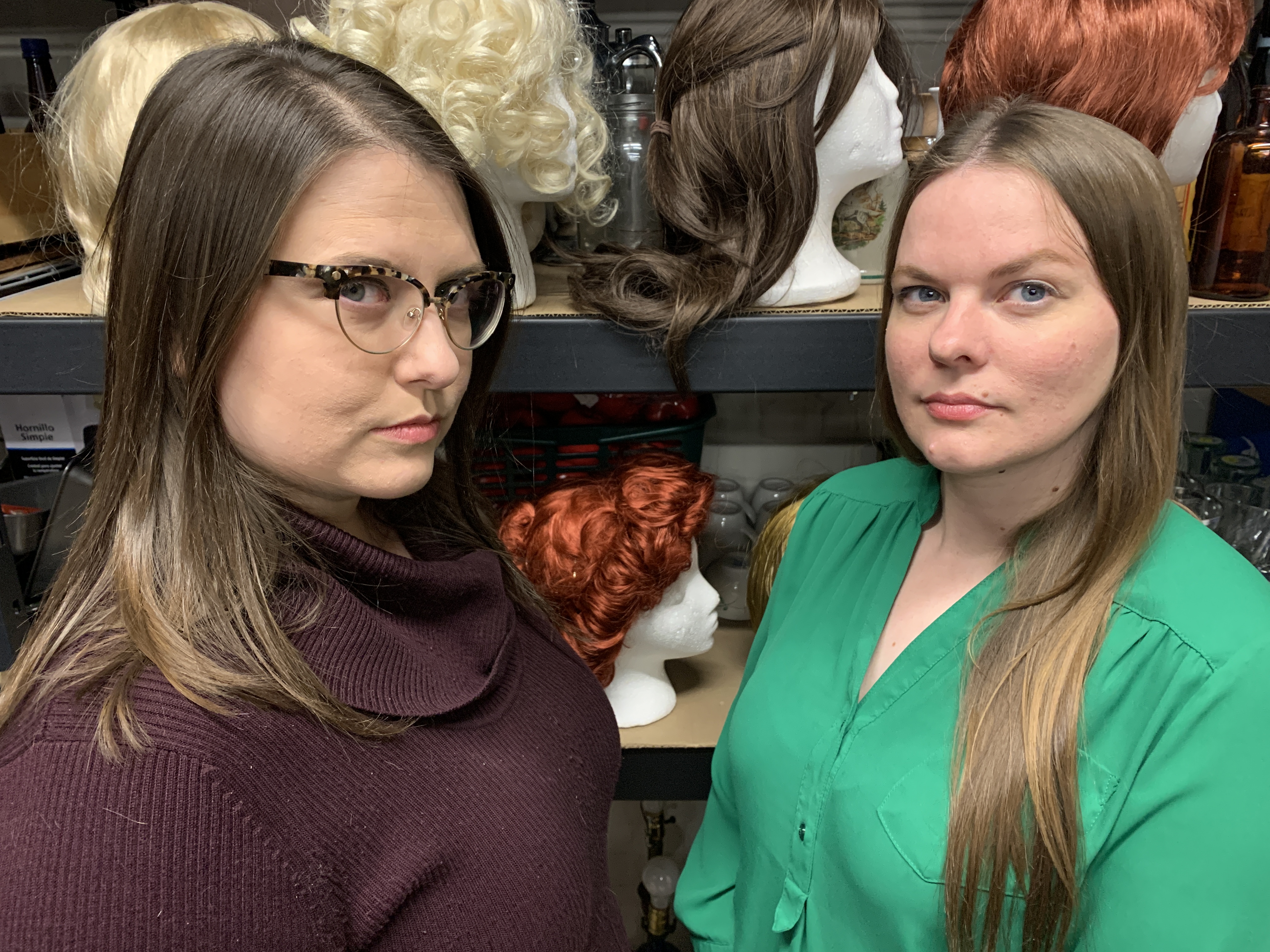 The dynamic duo of Miss Holmes revealed -- women of mystery no longer! Pictured left to right: Maggie Wachtl who portrays as Dr. Dorothy Watson; and Phoebe Sanborn as the daring detective Miss Sherlock Holmes.