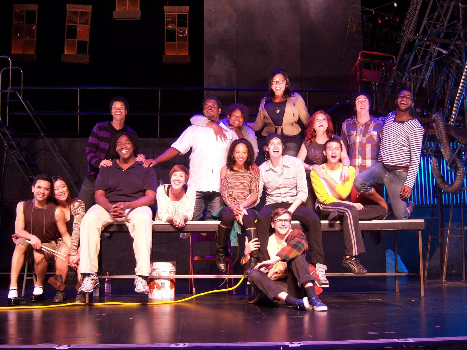 The cast of San Diego Musical Theatre's production of RENT in rehearsal guest starring the creator of the iconic 
