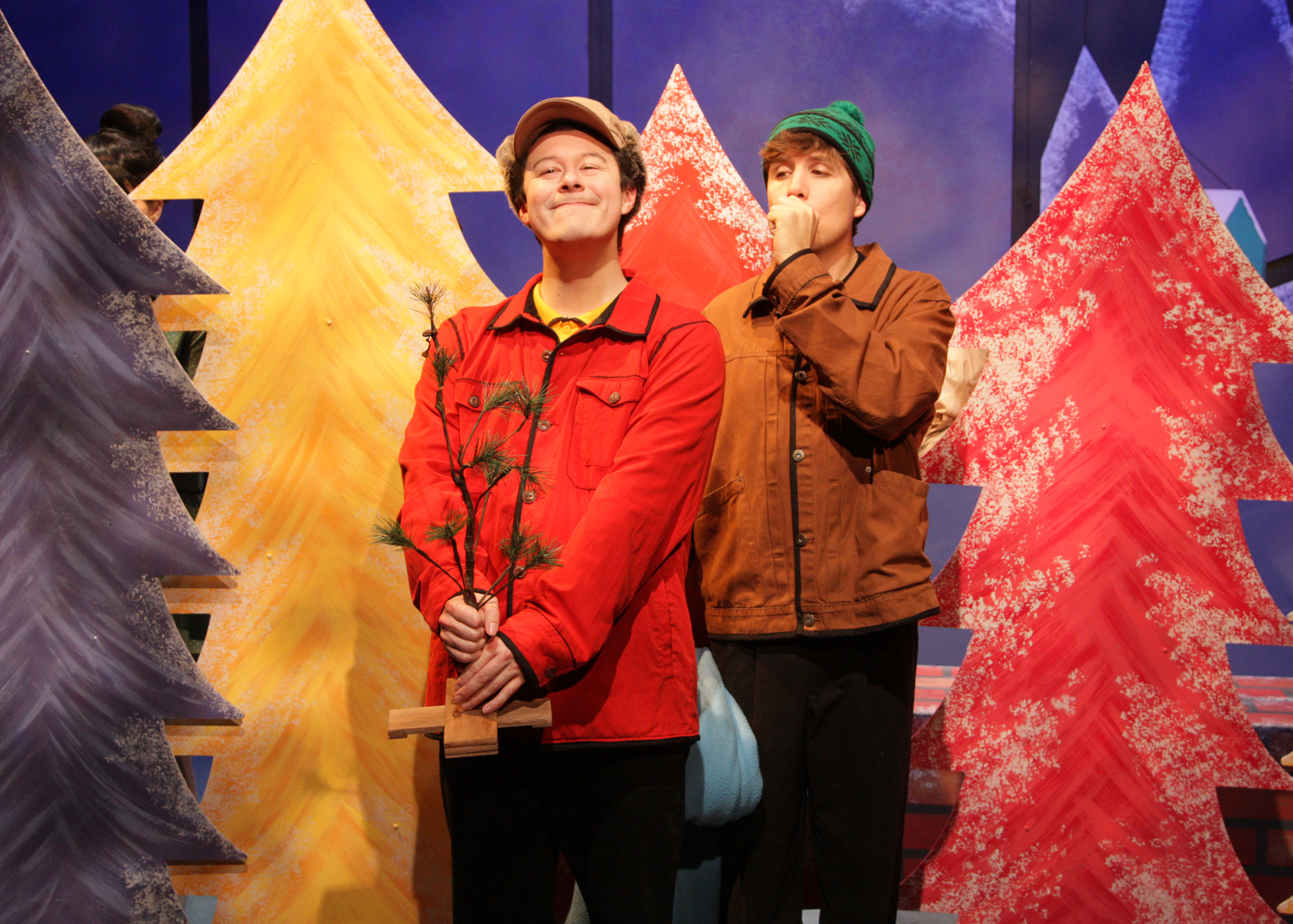 Matt Takahashi and Juston Gonzalez-Rodholm in the encore presentation of “A Charlie Brown Christmas.” This live version of Charles Schulz’s classic television special adapted by Eric Schaeffer and directed by James Michael McHale will run thru December 19, 2021 on the Fyda-Mar Stage at the Bette Aitken theater arts Center.