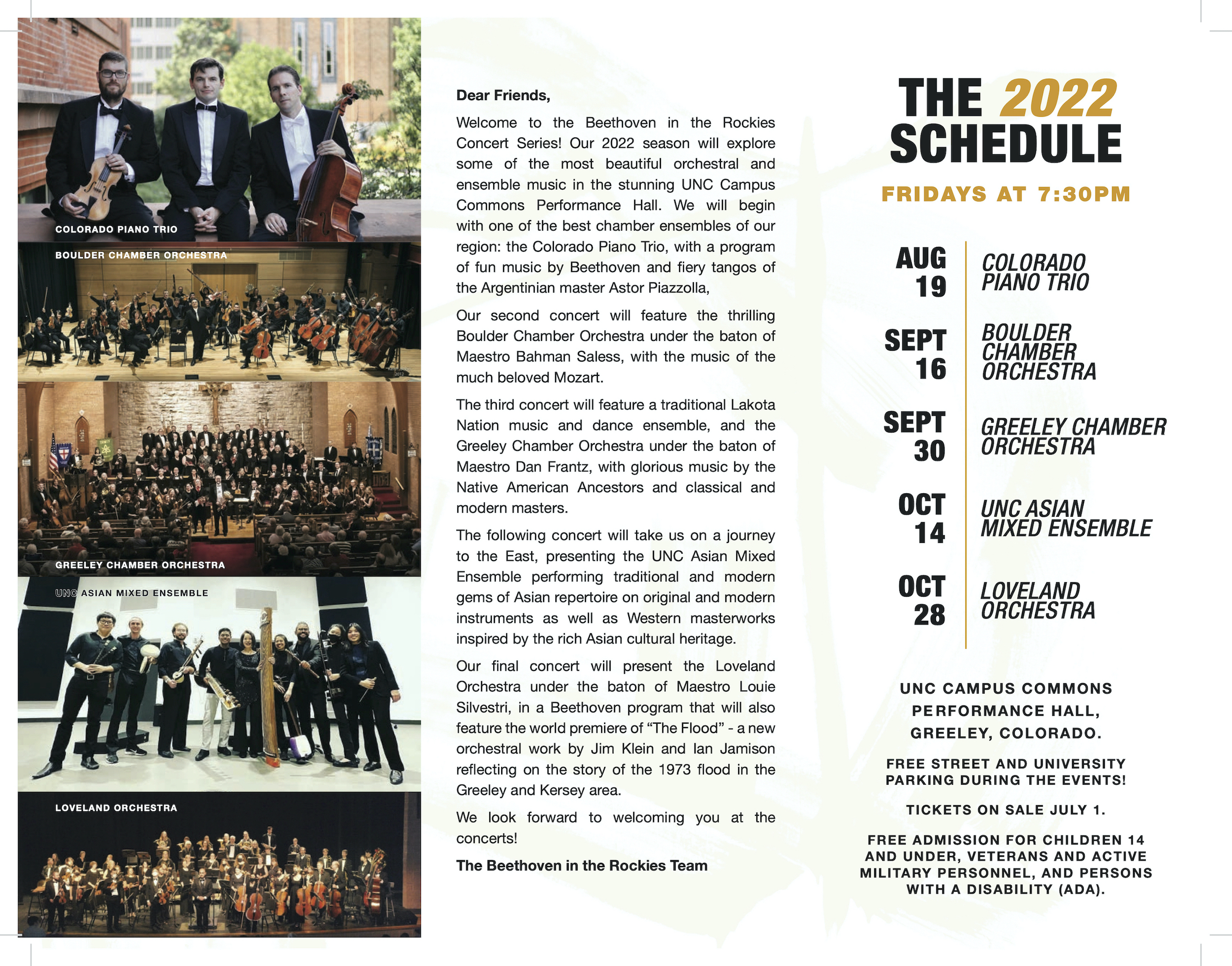 Beethoven in the Rockies: Concert Series (BITR) Official 2022 Brochure, pg. 2.