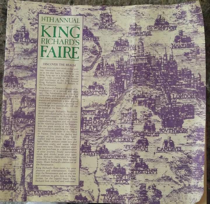 BACK IN THE DAY, IT WAS A REALLY BIG FAIRE!: Here is The Programme Cover of the 1986 14th Annual King Richard's Faire of Kenosha, Wisconsin.