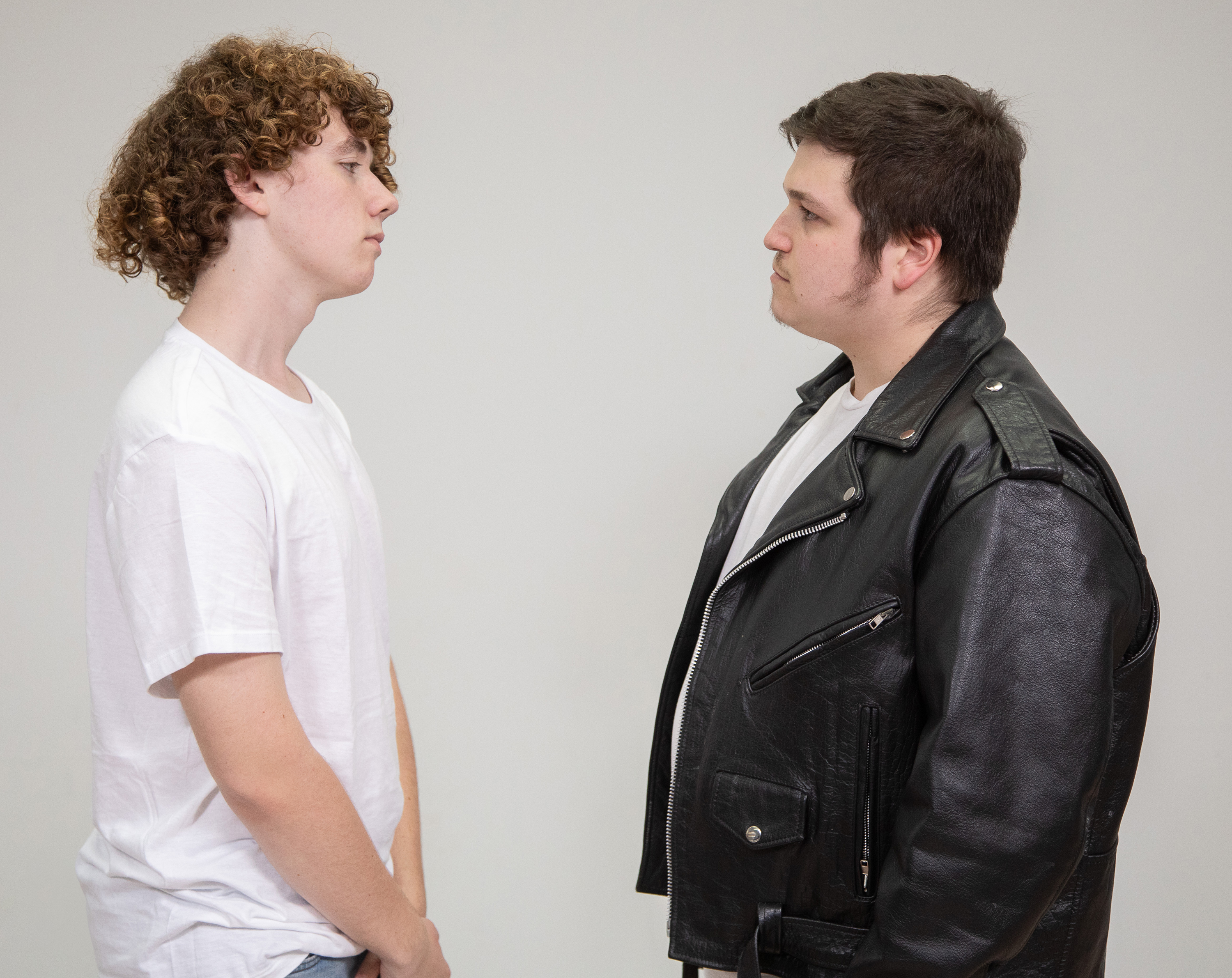 When Ariel starts spending time with the new-kid Ren (left, Zack Osborne of Willow Grove, PA), her roughneck boyfriend Chuck (right, Daniel Lobron of Newtown) and his friends try to sabotage Ren?s rep