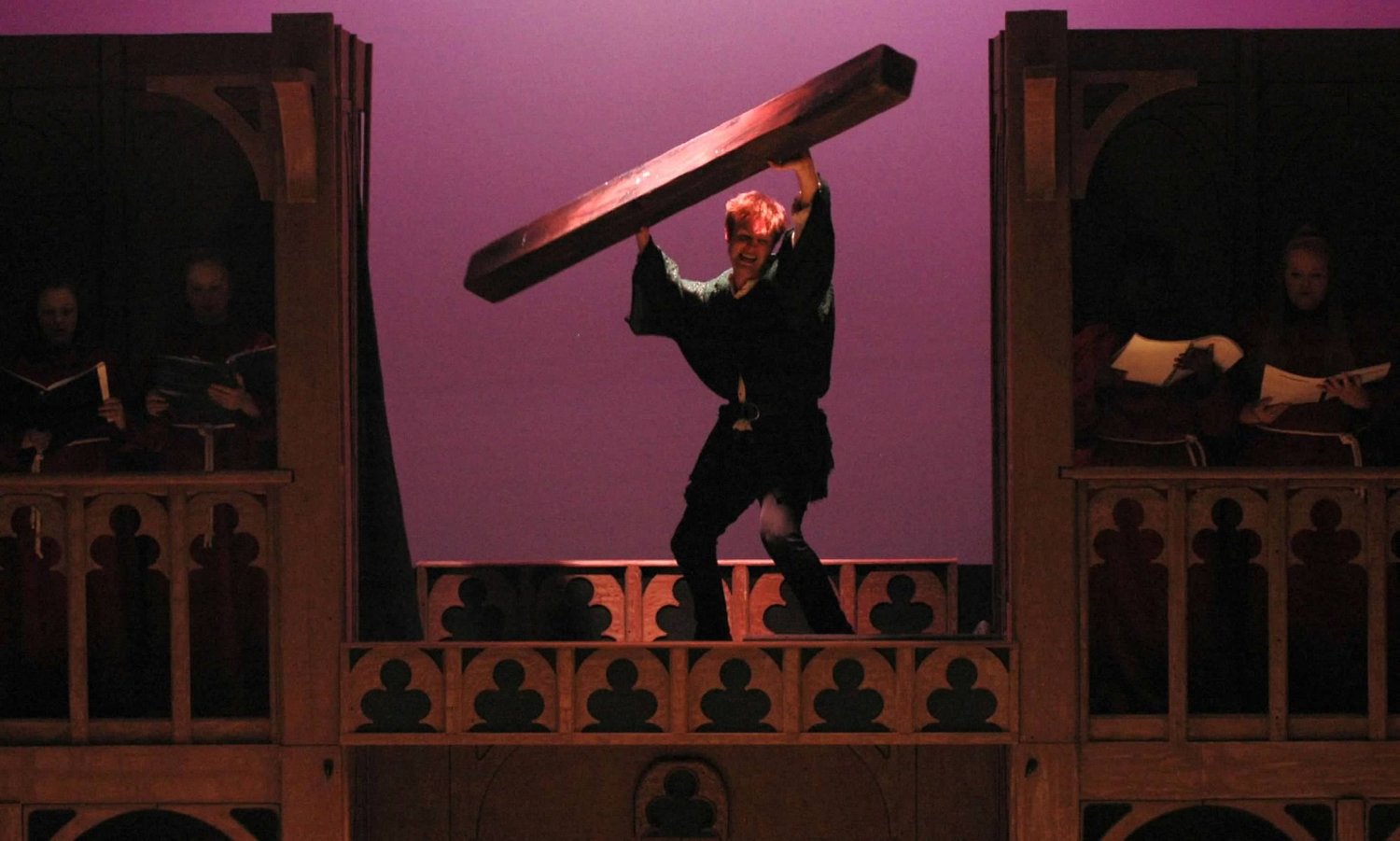 Ethan Baker portrays Quasimodo in Cincinnati Music Theatre's production of 'The Hunchback of Notre Dame'. Photo Credit-Mark Motz 1