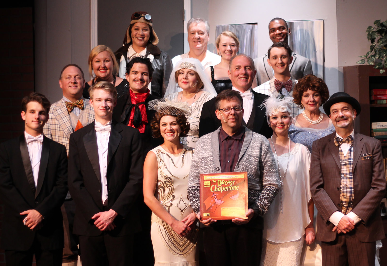 The cast of THE DROWSY CHAPERONE at Olathe Civic Theatre Association. Photo credit: Shelly Stewart Banks