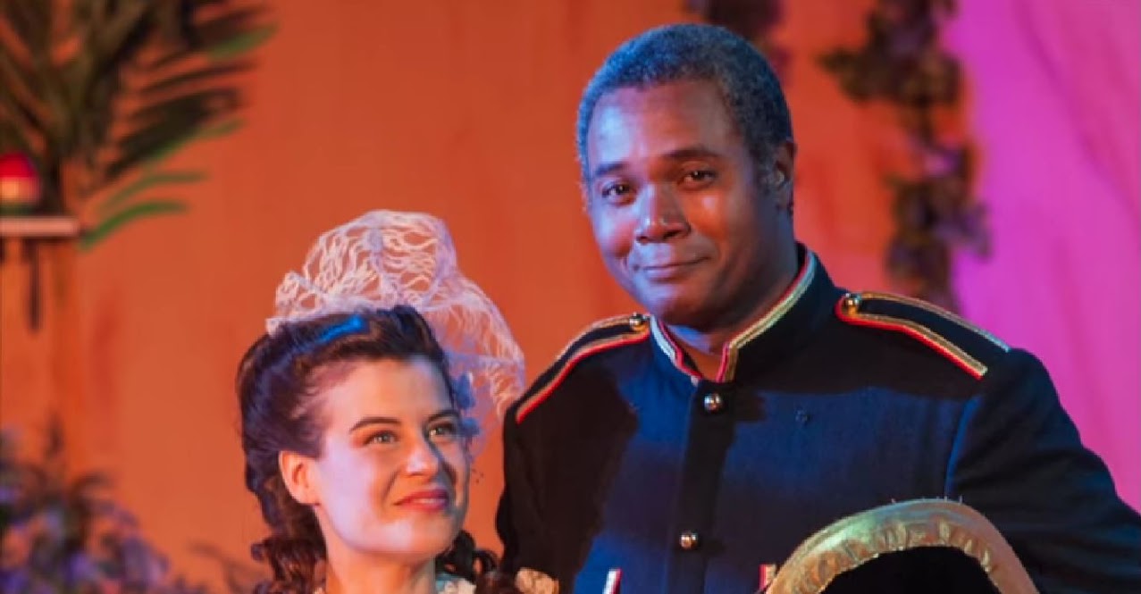 A Pleased Parent: Talented actress / singer Jennifer Sperry as Mabel Stanley and Darryl Maximilian Robinson as Major-General Stanley in the 2014 San Pedro Theatre Club The Pirates of Penzance.