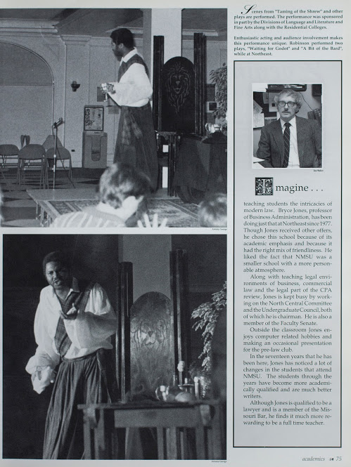 Bard On Campus Pt. 2: In 1993, Darryl Maximilian Robinson appeared as Sir Richard Drury Kemp-Kean in A Bit of the Bard in Ryle Hall at Northeast Missouri State University and talked with students afte