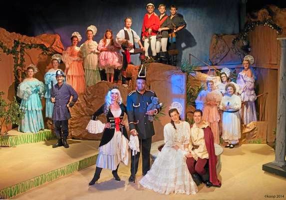 The General And Company: Darryl Maximilian Robinson as Major-General Stanley ( with Teddy Bear ) and the Entire Cast of the 2014 San Pedro Theatre Club revival of The Pirates of Penzance.
