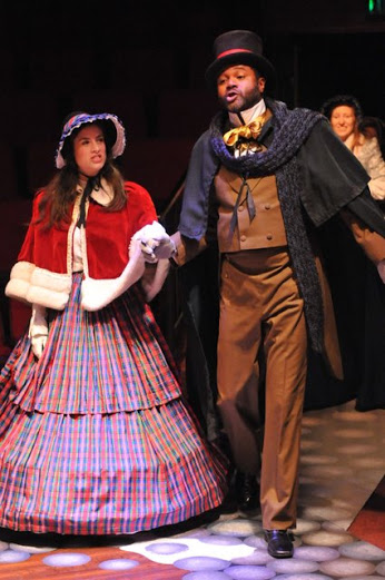 Dickens-In-The-Round: Christmas Past Performer Kate Ponzio and Christmas Present Performer Darryl Maximilian Robinson also played Carolers in the 2010 Glendale Centre Theatre A Christmas Carol.