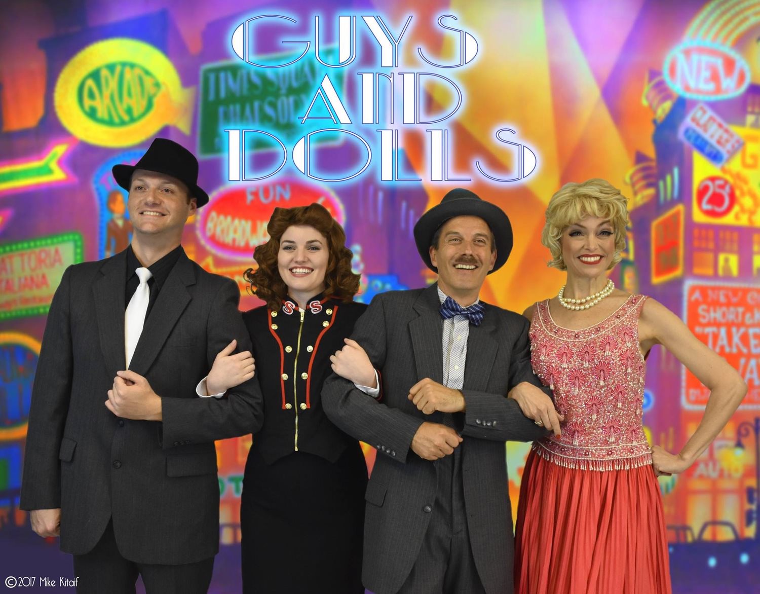 Meet Sky, Sarah, Nathan, and Adelaide in Guys and Dolls at the Athens thru May 14, 2017!
(Andrew LeJeune, Rachel Whittington, Alan Ware, Melanie Veazy)
Photo Credit: Mike Kitaif
