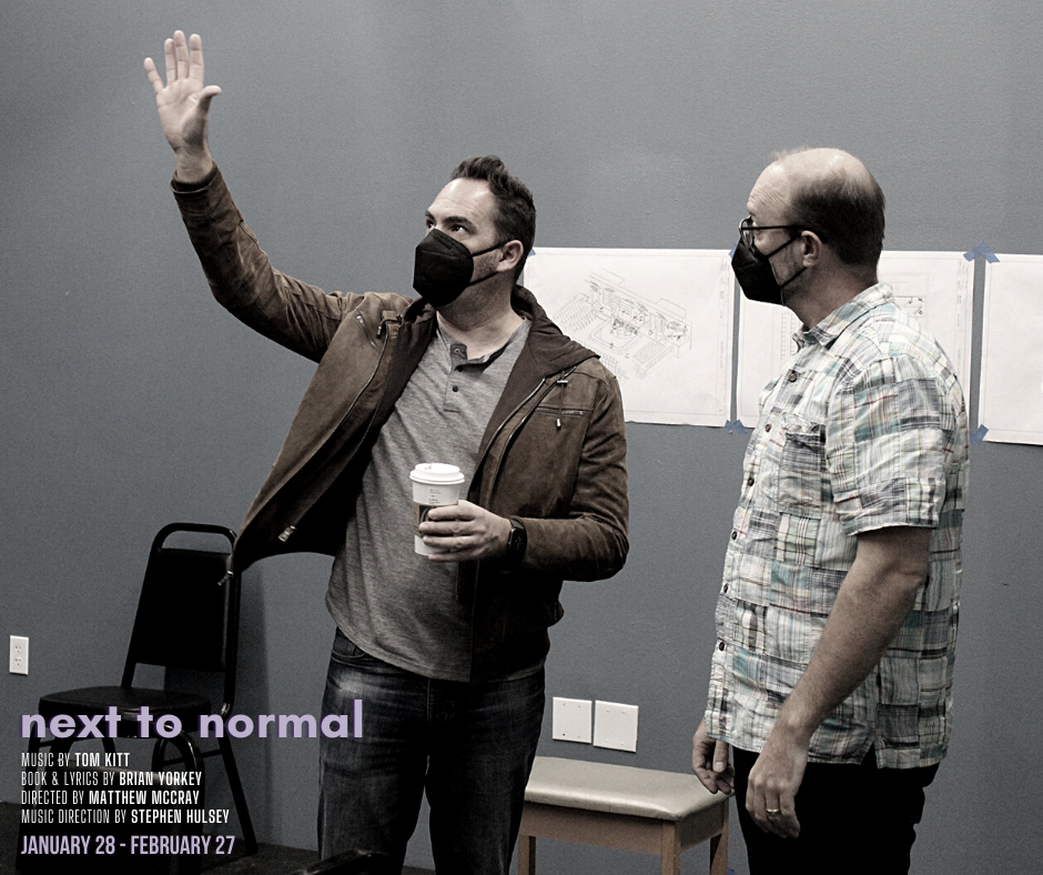 Director Matthew McCray and scenic designer Joe Holbrook in rehearsal for for the Pulitzer prize-winning musical, 