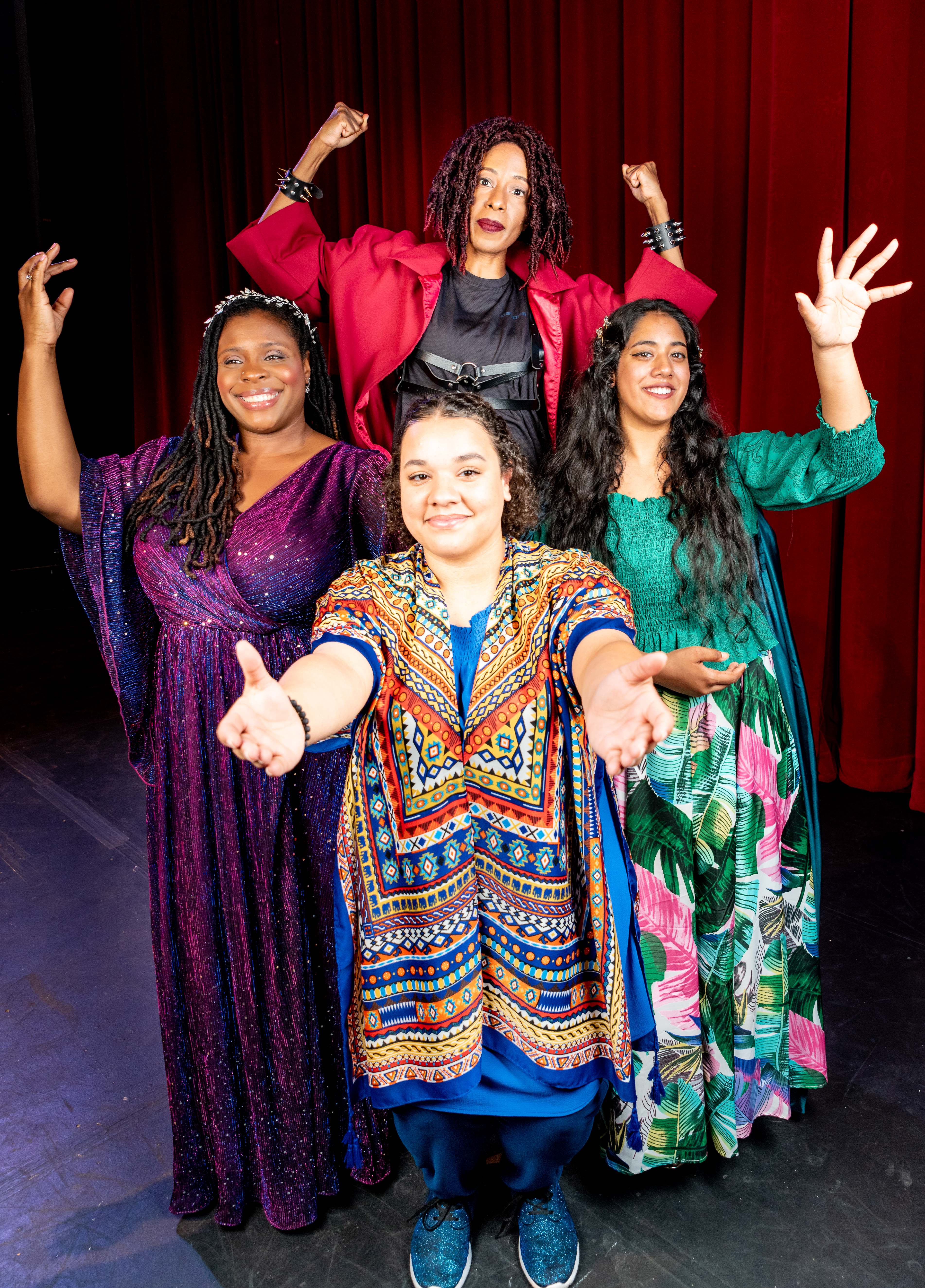 The Gods of Once On This Island:
Asaka (Randi Seepersad), Agwe (Anderson Gray), Erzulie (Alana Simone) and Papa Ge (Tai Alexander). Photo by THsquared Photography