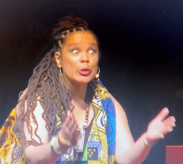 Ramona King performing one of her classic storytelling events at the Ted Talks Albuquerque convention.