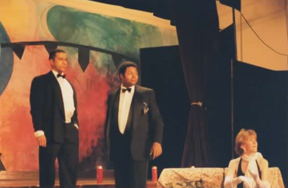 Hellish Fun: Sam Ramirez as Don Juan, Director Darryl Maximilian Robinson as The Devil and Liz Robertson as Dona Ana in the 1998 Excaliber Shakespeare Company of Chicago revival of Don Juan In Hell.