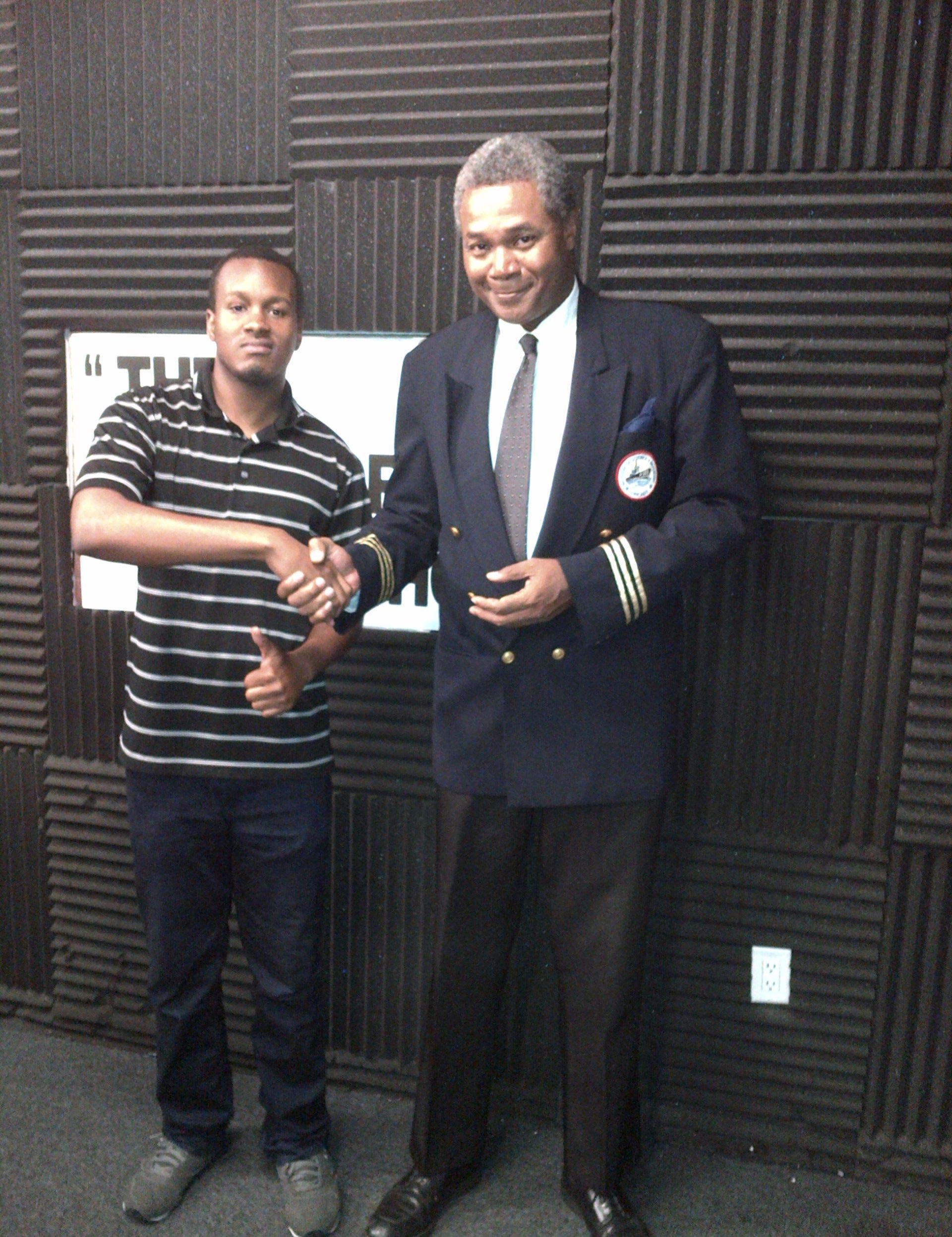 That Is A Wrap: Talented DJ, Music Artist, Camera and Sound Tech Laron L.P. Daviston congratulates Guest Actor Darryl Maximilian Robinson after his Sept. 19, 2016 visit on The Actors Choice Ep. 2.37.