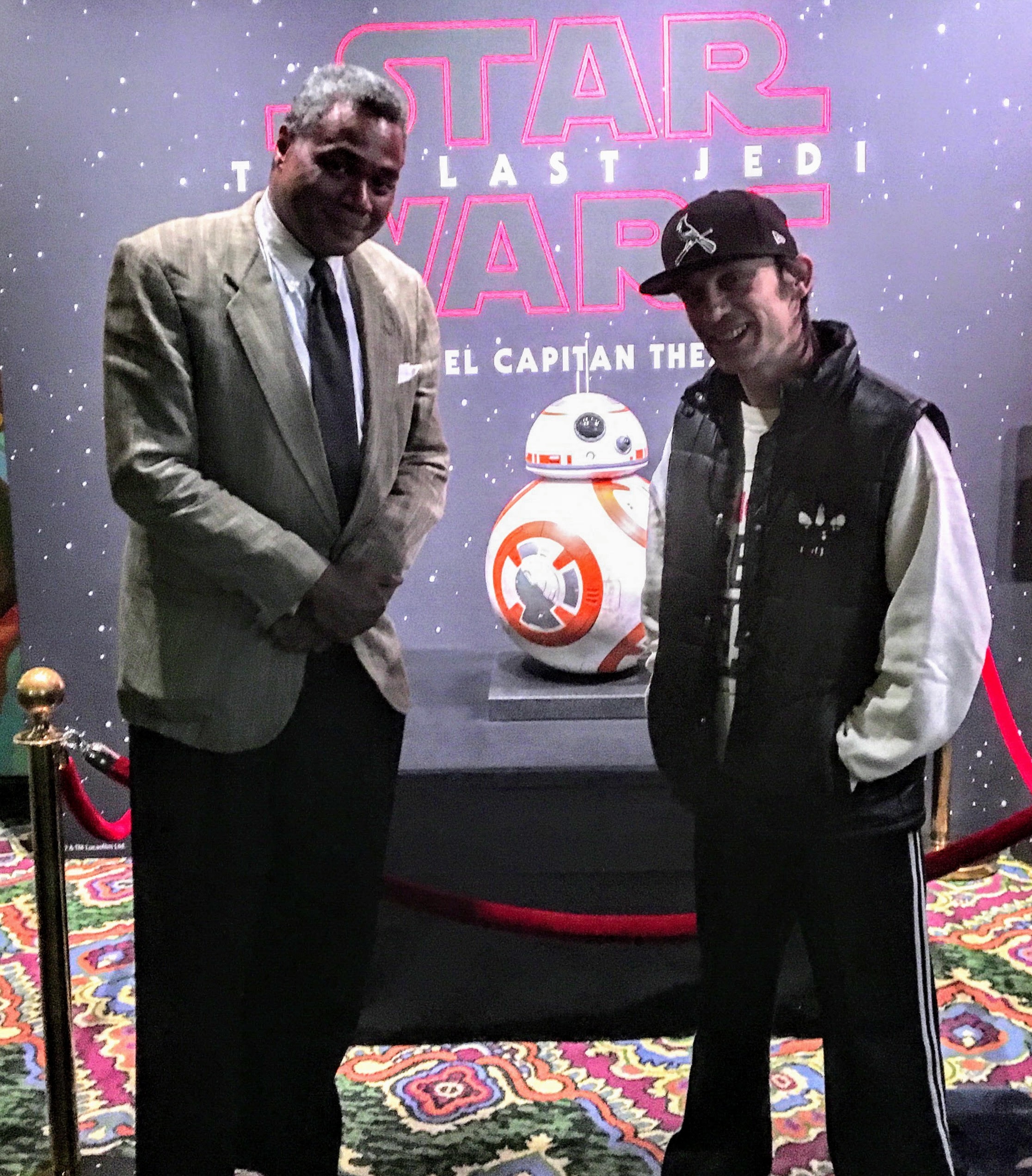 2 Actors Take A Photo With A New Character: Excaliber Shakespeare Company Los Angeles Archival Project Members Darryl Maximilian Robinson and Danny Belrose take a photo with a new Star Wars figure.