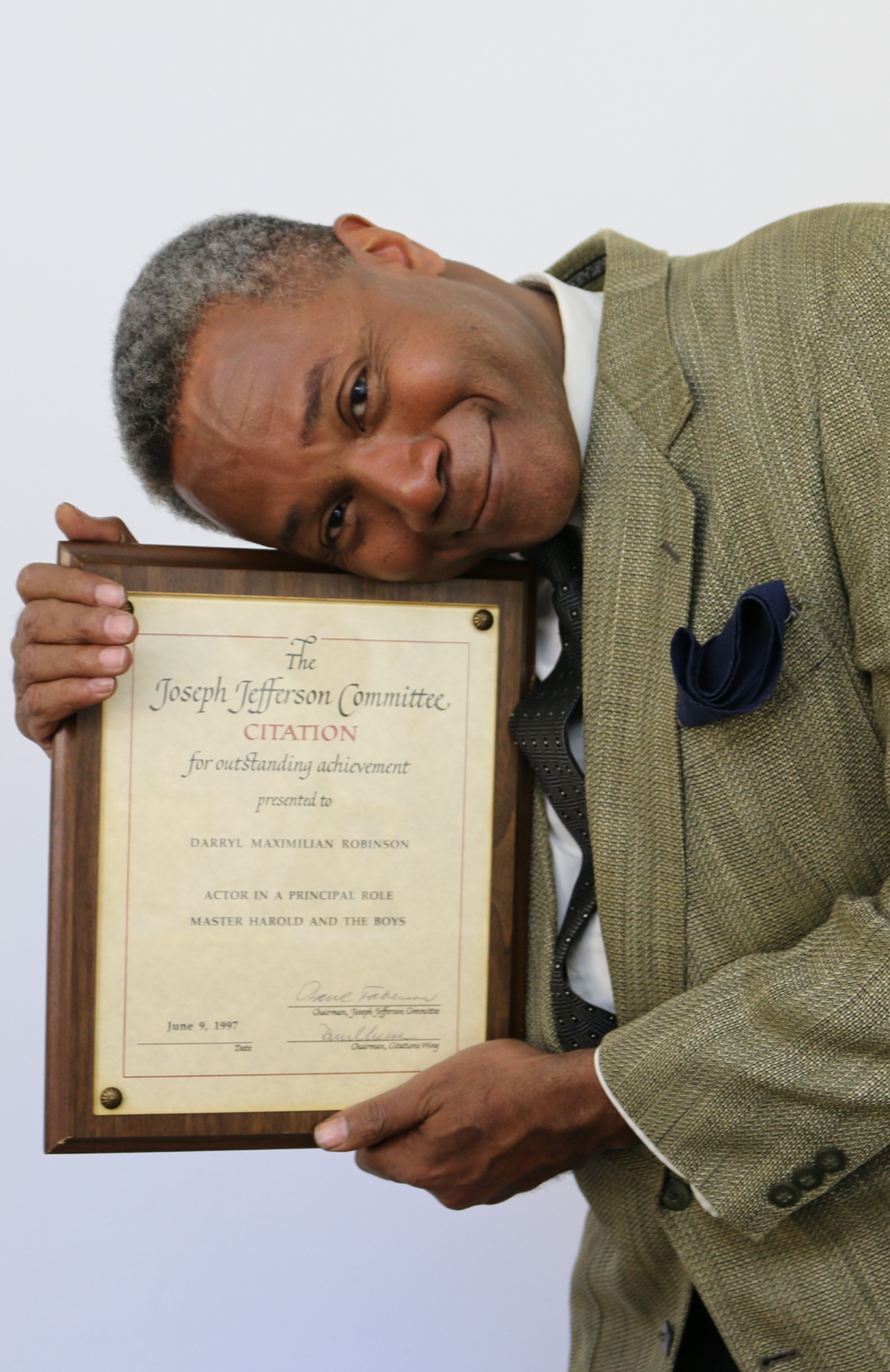 With Master Harold And The Boys by Athol Fugard, Veteran Actor and Play Director Darryl Maximilian Robinson won a 1997 Chicago Joseph Jefferson Citation Award for Outstanding Actor In A Play. 