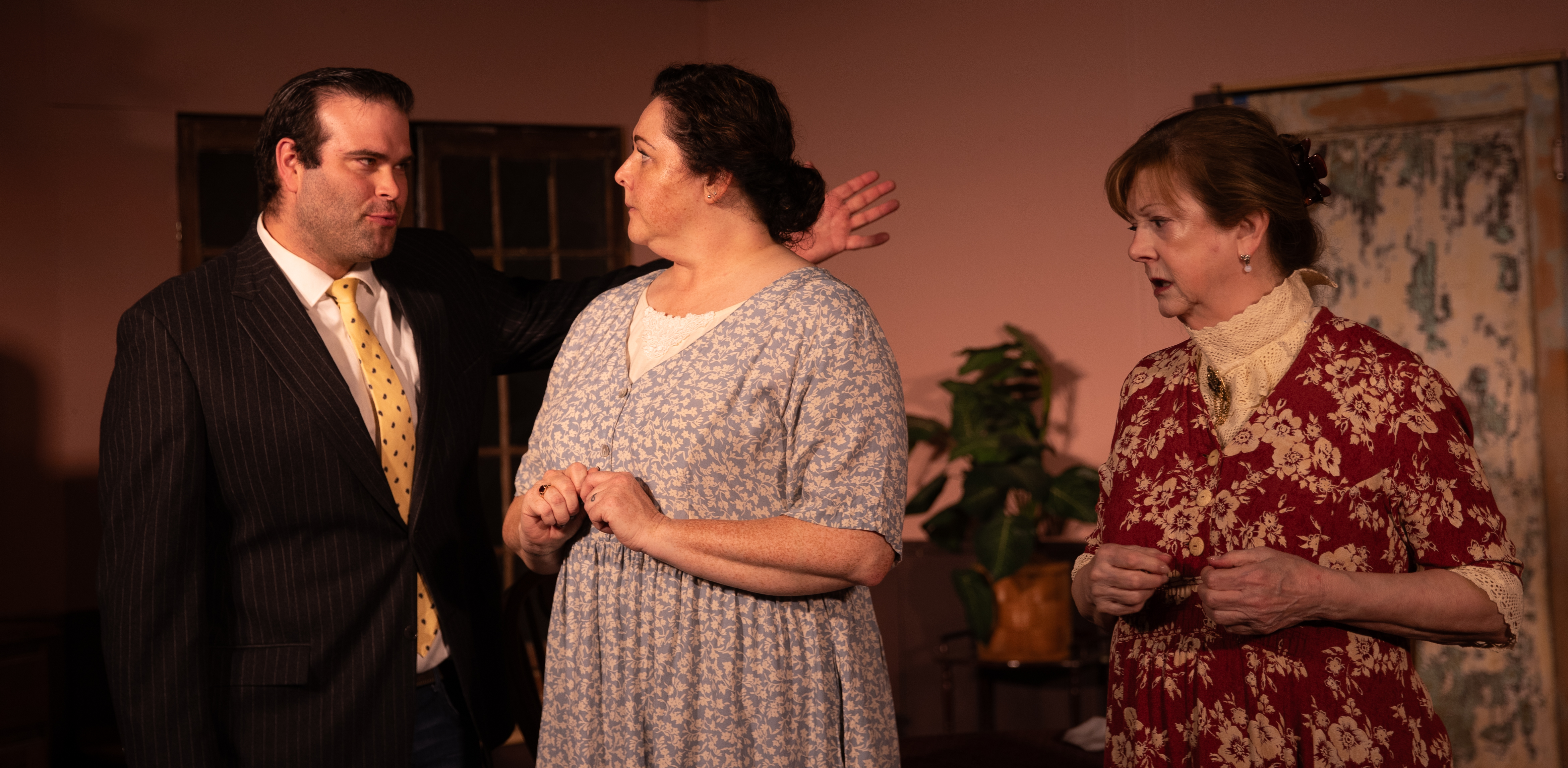 Josh Head as JONATHAN BREWSTER, Denise Bishop Cotten as ABBY BREWSTER, and Lucy MacCabe Conner as MARTHA BREWSTER