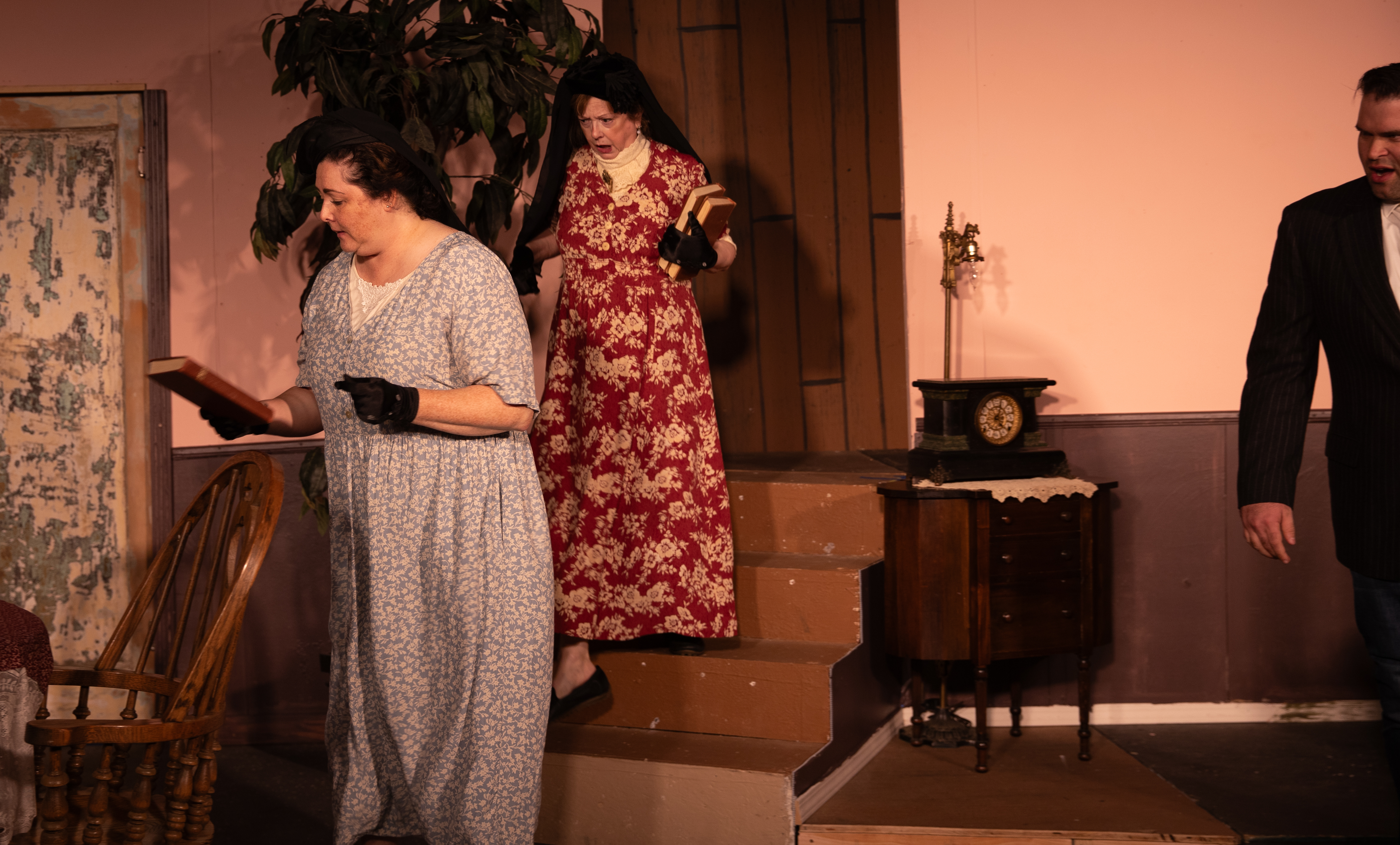 Denise Bishop Cotten as ABBY BREWSTER, Lucy MacCabe Conner as MARTHA BREWSTER, and Josh Head as JONATHAN BREWSTER