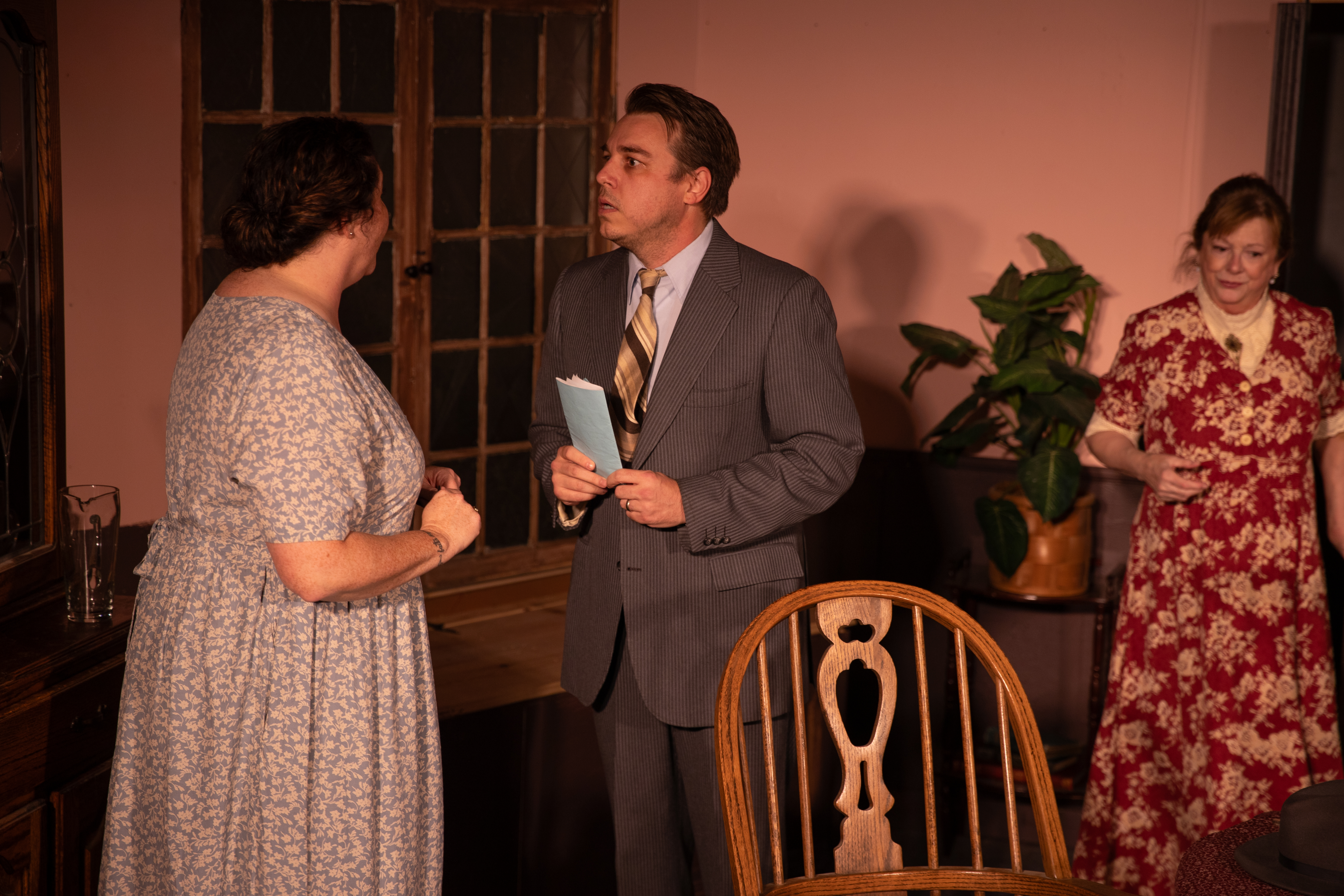 Denise Bishop Cotten as ABBY BREWSTER, Chris Linn as MORTIMER BREWSTER, and Lucy MacCabe Conner as MARTHA BREWSTER