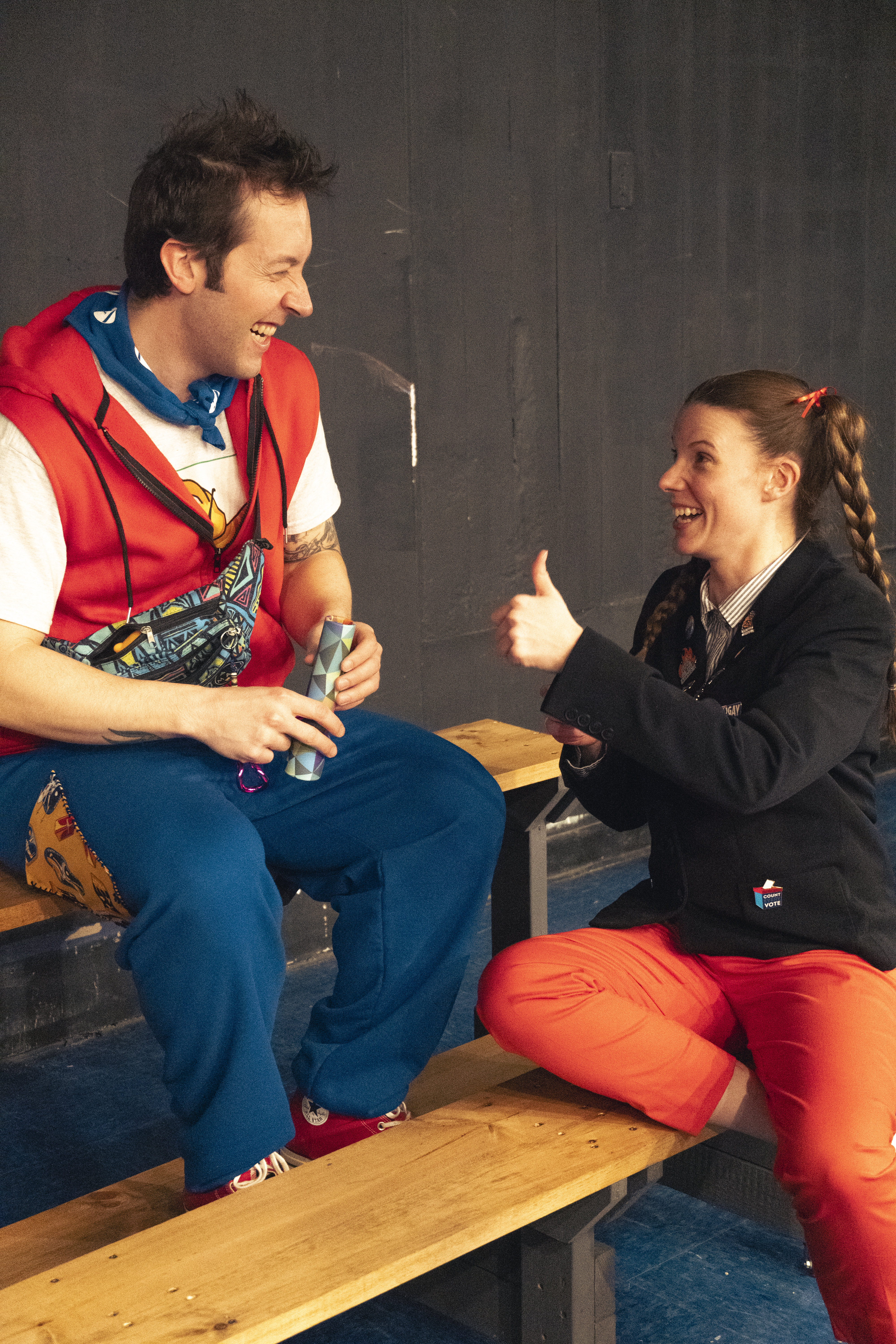 Stephen Emerick and Sarah Sherwood in Curtain Call''''s production of The 25th Annual Putnam County Spelling Bee.