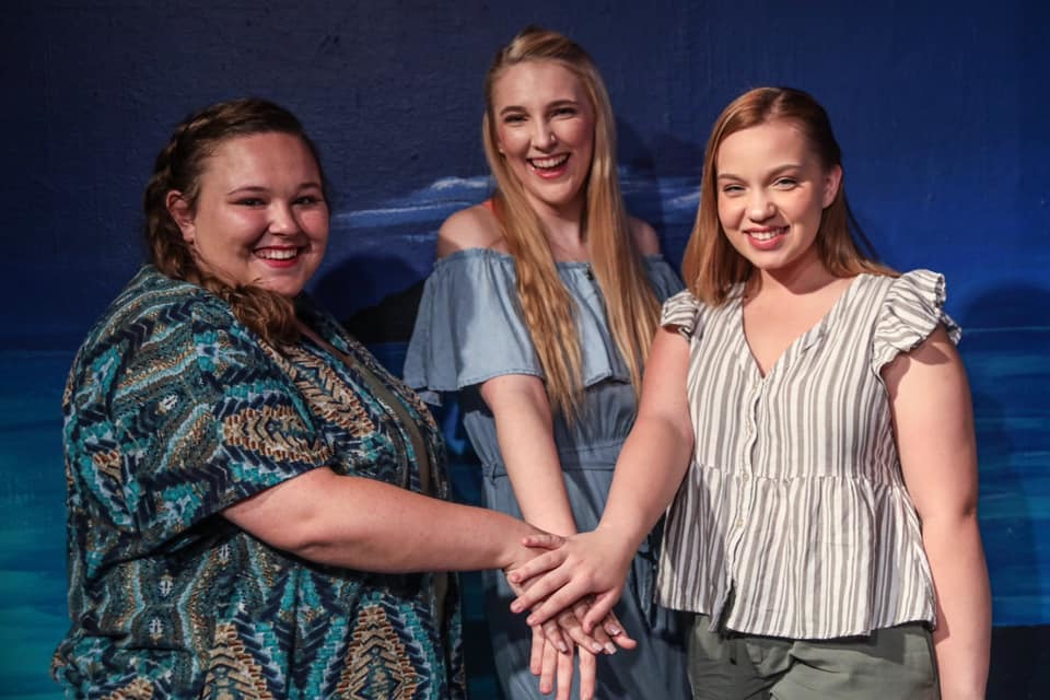 Megan Gardner as Lisa, Quinlyn Ashlock as Sophie and McKenzie Jessen as Allie in Starlight Community Theater's production of MAMMA MIA!
