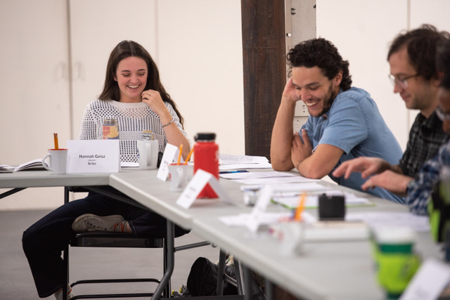 SPELLS OF THE SEA's Hannah Geisz, Noah Laster and Mitchell Manar at Read-Through. Photo by Jennifer A. Lin. 