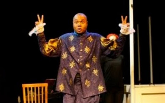 TRYING TO REMEMBER!: Veteran stage actor and play director Darryl Maximilian Robinson attempts to recall a Shakespearean speech in his role as the old Shakespearean actor Henry Albertson in the 2010 Tribe Productions 50th Anniversary revival of Tom Jones' and Harvey Schmidt's 