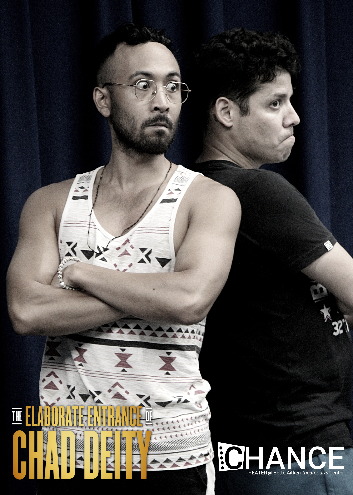 RJ Navarra Balde II as VP and Rudy Solis III as Mace in rehearsals for the OC premier of Kristoffer Diaz's Pulitzer Prize Finalist play, 