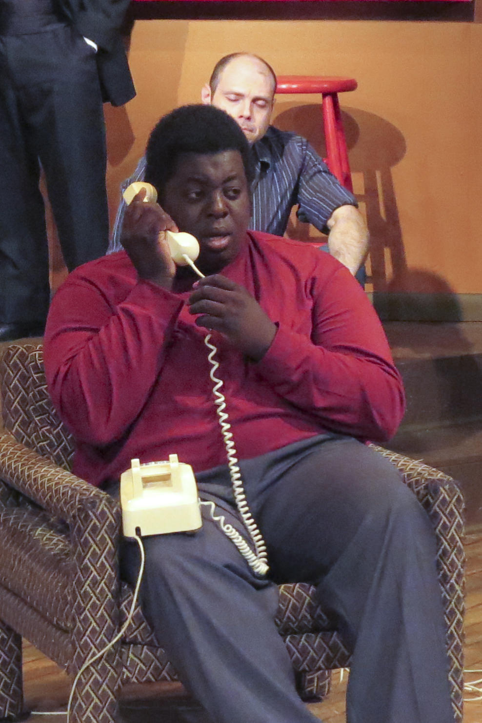 Bernard (Joshua Thompson) makes a harrowing phone call as Donald (Jake Williams) looks on.
Photo by Arienne Davey