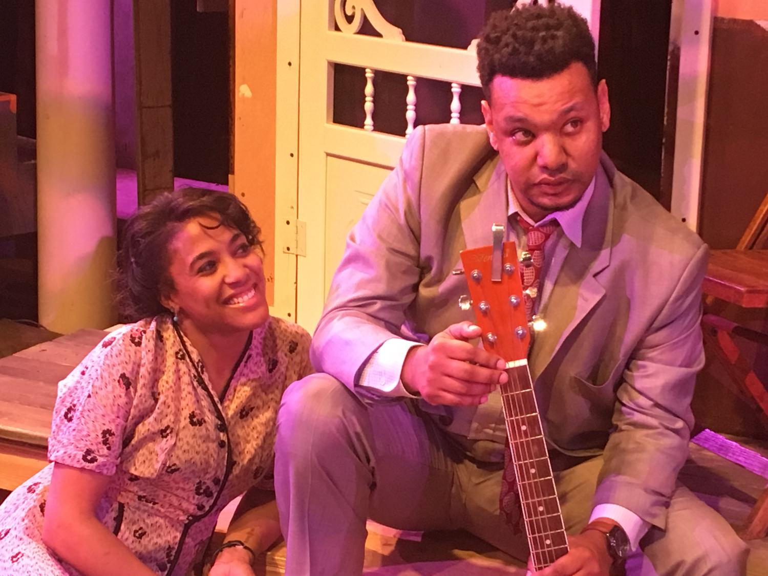 Keenan Ramos (Floyd) and Shawna Pena-Downing (Vera) performing a scene from Seven Guitars at the MET.