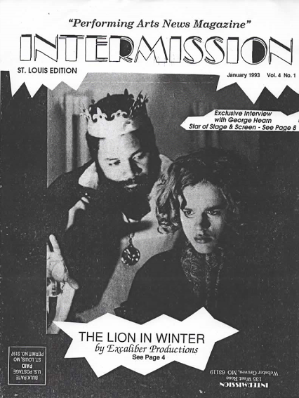 A King And His Son On Cover: The January 1993 Edition of Intermission Magazine - Darryl Maximilian Robinson as King Henry II and Philip Watt as Prince John of Excaliber Productions The Lion In Winter.