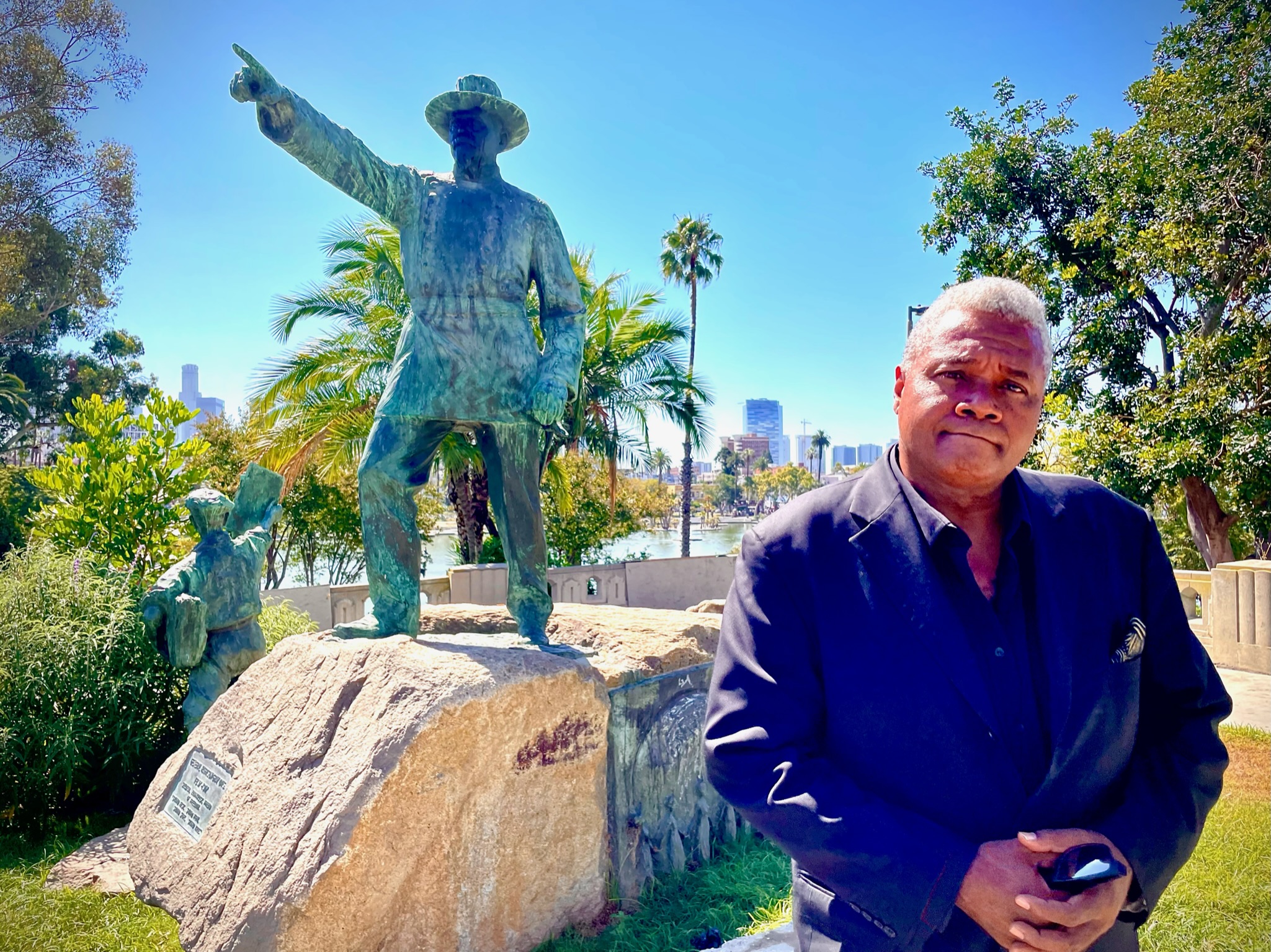 Welcome To MacArthur Park: Veteran stage actor and play director Darryl Maximilian Robinson felt that MacArthur Park with its noted Levitt Pavilion stage was an ideal place to record a new theatre video of Edgar Allan Poe's 'The Conqueror Worm'. Photo by Danny Belrose.