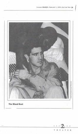Brothers: Feb. 5, 1999 Chicago Reader News Photo of Darryl Maximilian Robinson as Zachariah and Douglass Pelletier as Morris in The Blood Knot by Athol Fugard at The Heartland Cafe Studio Theatre.