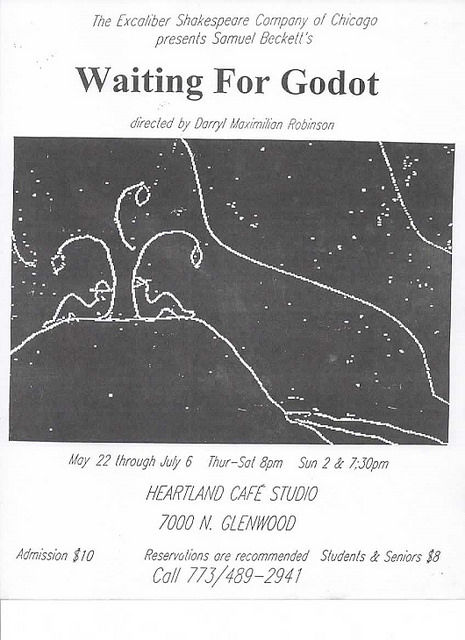 Playbill: 1997 Excaliber Shakespeare Company of Chicago program cover of Waiting For Godot directed by Darryl Maximilian Robinson (Vladimir) designed by Kym Crawford (Pozzo).