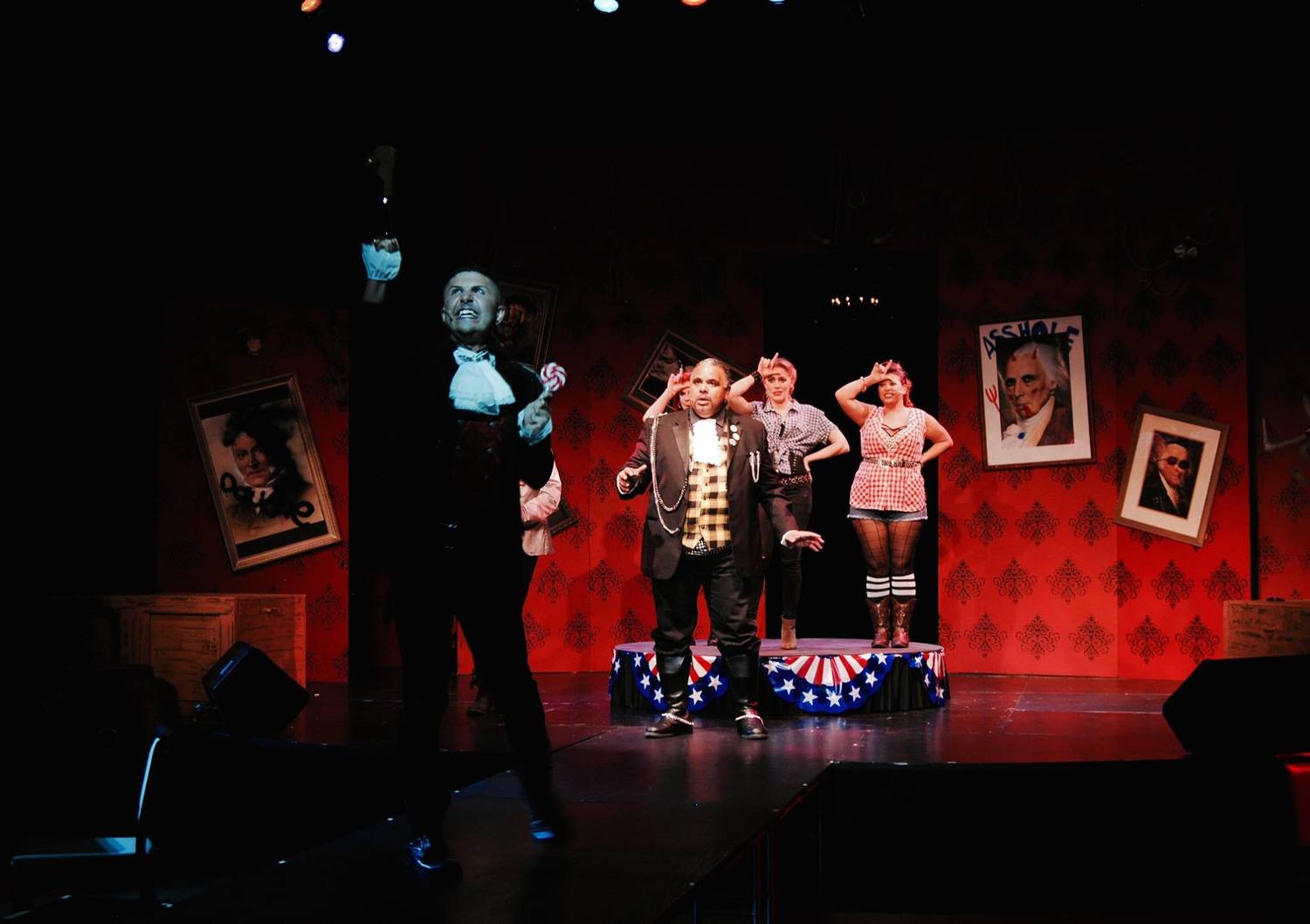 The cast of the 2015 Outre Theatre Company Production of "Bloody Bloody Andrew Jackson" Directed by Skye Whitcomb. http://on.fb.me/1A8zPa5
Photo by Shannon Ouellette. #OutreBBAJ 