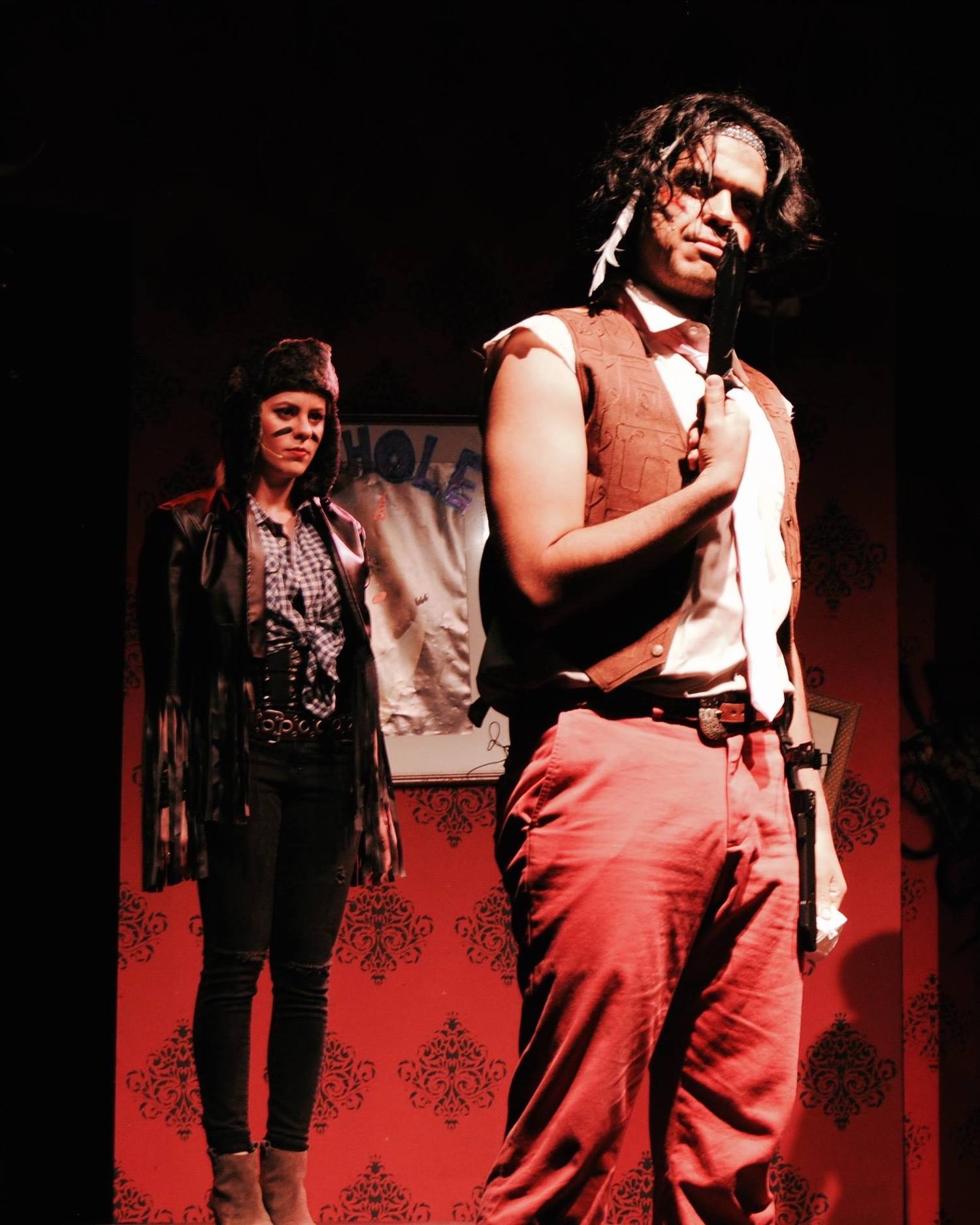 Michael Mena and Erica Mendez in the 2015 Outre Theatre Company Production of "Bloody Bloody Andrew Jackson" Directed by Skye Whitcomb. http://on.fb.me/1A8zPa5
Photo by Geoffrey Short. #OutreBBAJ 