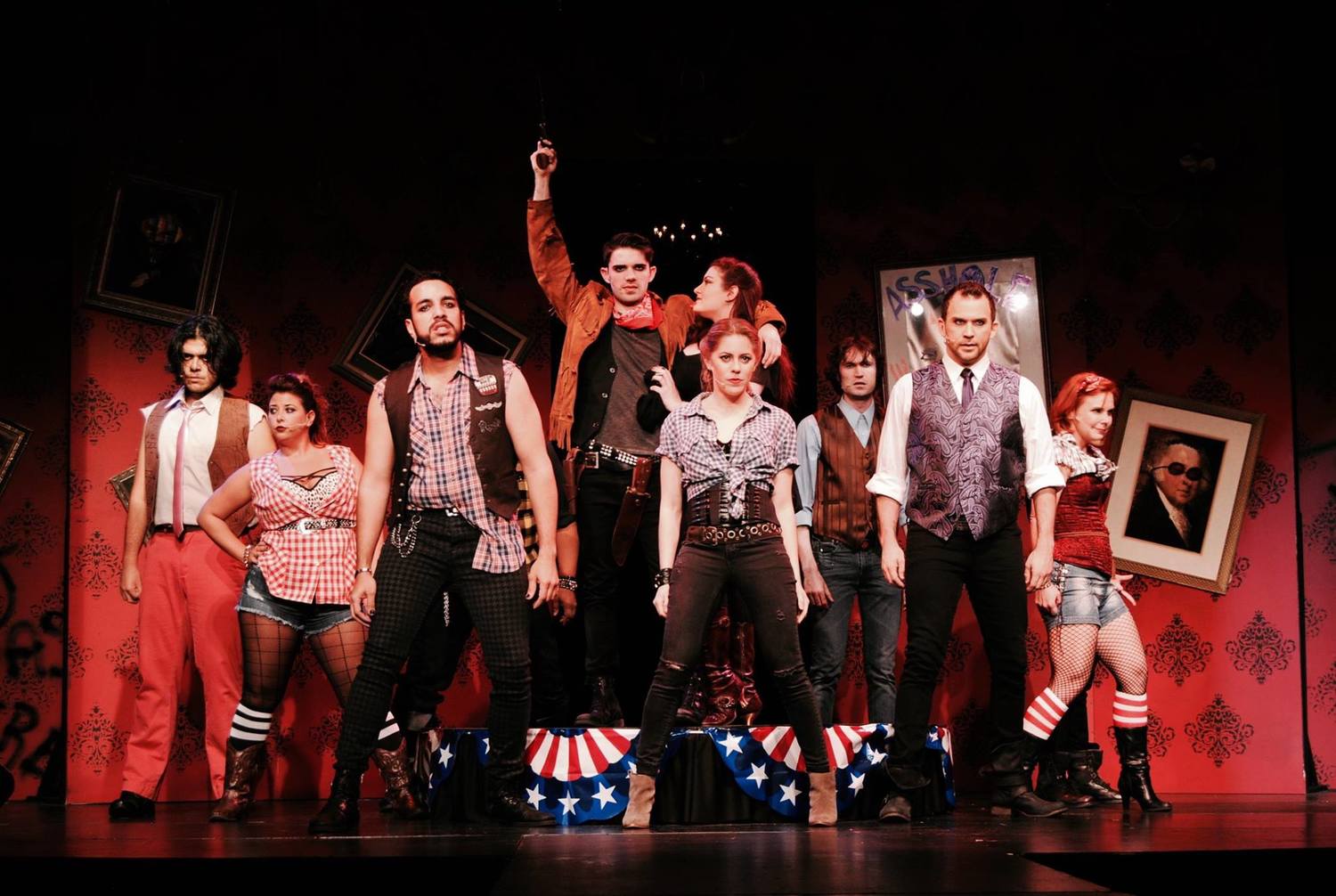 The cast of the 2015 Outre Theatre Company Production of "Bloody Bloody Andrew Jackson" Directed by Skye Whitcomb. http://on.fb.me/1A8zPa5
Photo by Shannon Ouellette. #OutreBBAJ 