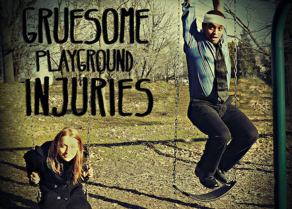 Kelsey Hopkins as Kayleen and Kevin Tate as Doug in Warehouse Theatre's 'Gruesome Playground injuries'. Photo by Kristofer Green