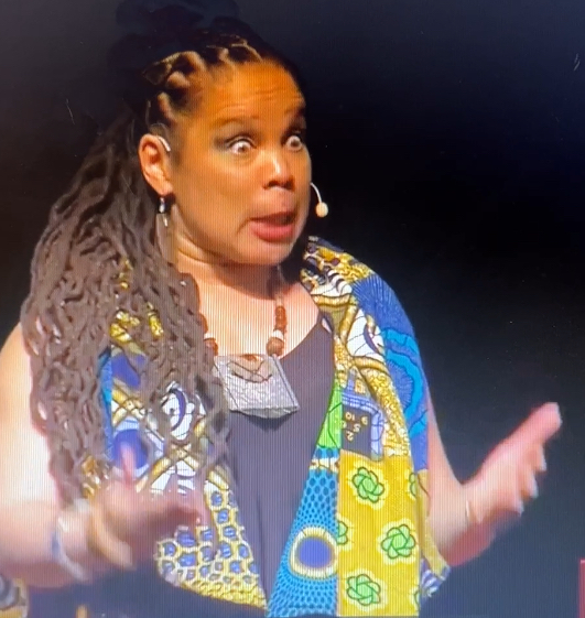 Ramona King performing one of her classic storytelling events at the Ted Talks Albuquerque convention.