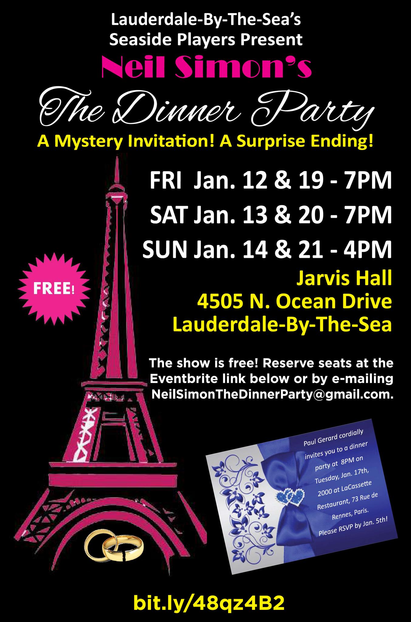 Join Seaside players for a mystery dinner party! 