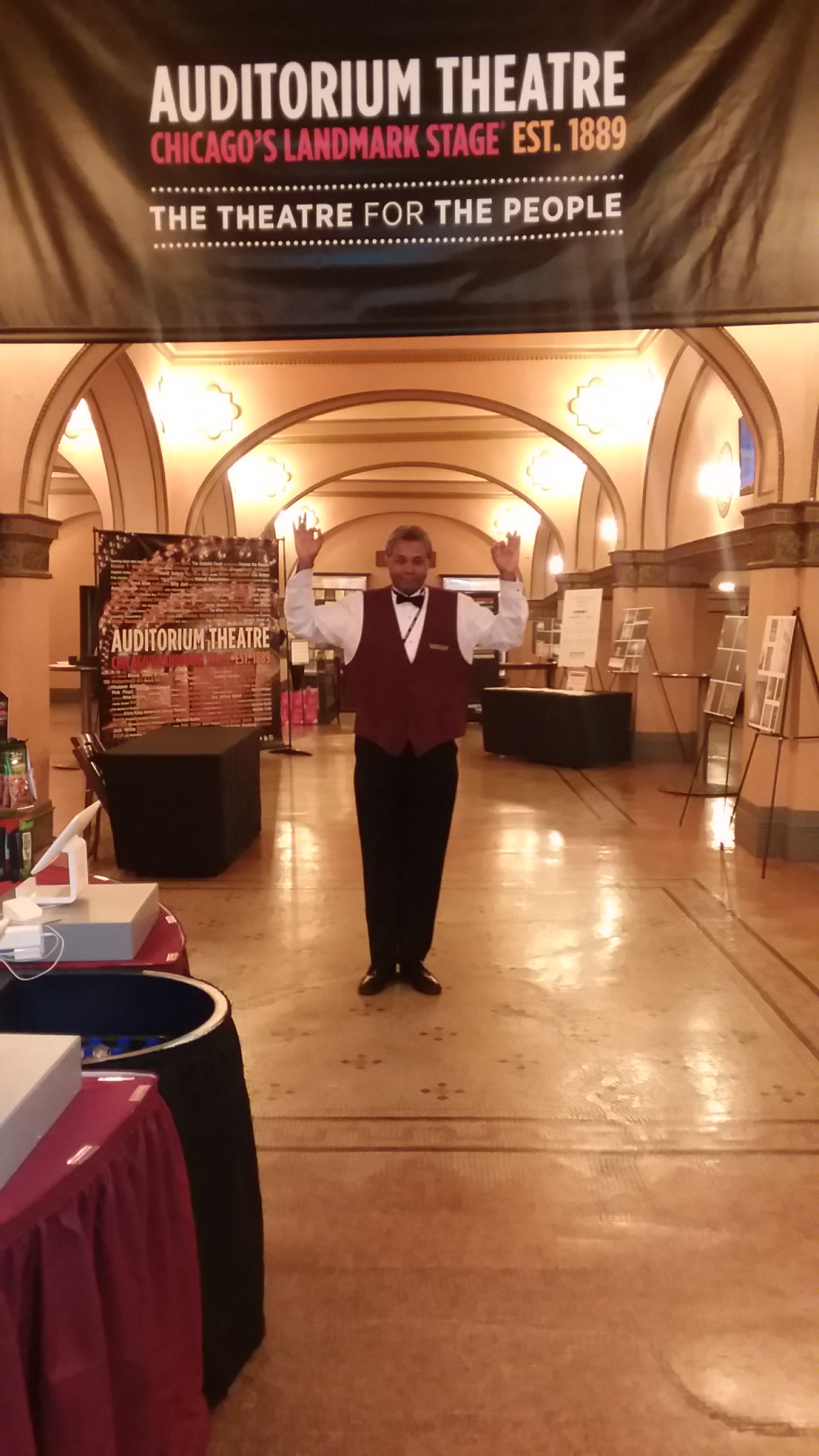 4th Most Favorite Day Gig Ever: For Darryl Maximilian Robinson, who enjoys great architecture, it occurred in 2018 when he served in Guest Services at the historic Auditorium Theatre of Chicago.