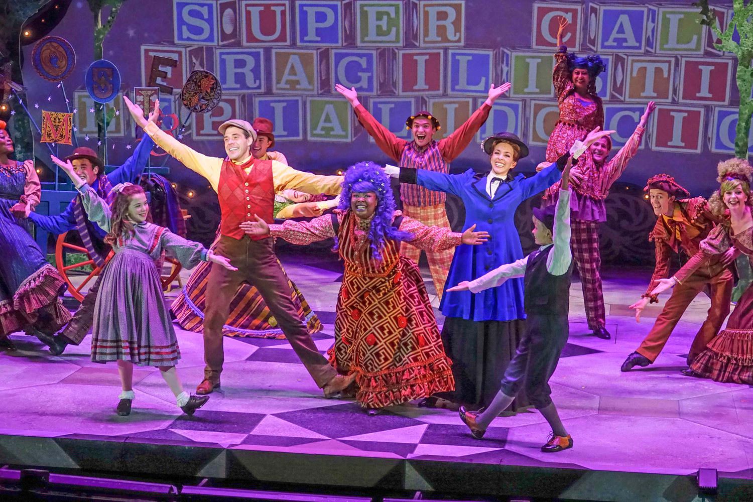 Scarlet Craig, Matthew Redden, Michelle Alexander, Jill Blackwood, Anderson Zoll and the Cast of MARY POPPINS. Photo Credit: Kirk Tuck 