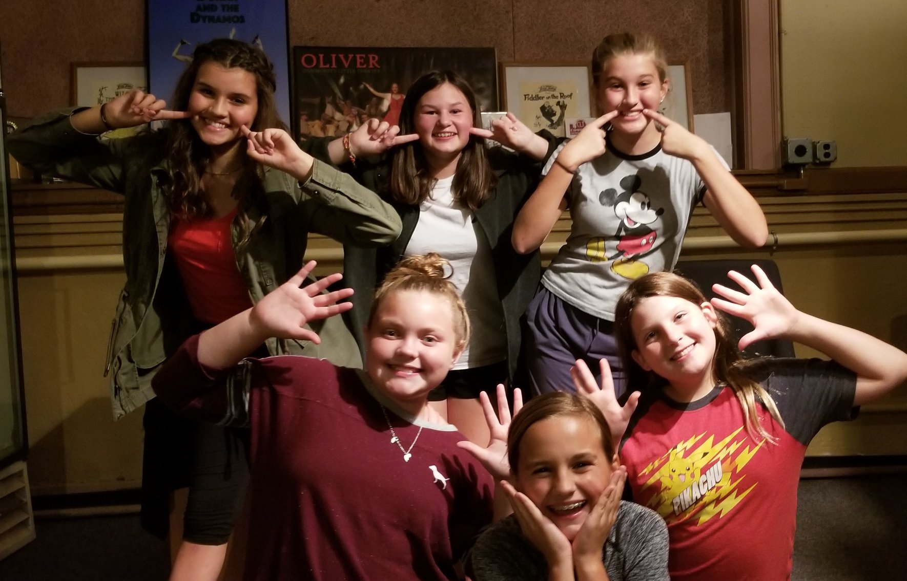 These talented young women are portraying the orphans in the L-A Community Little Theatre production of the hit musical ?Annie.? Left to right in front are Shaylyn Brown (Tessie), Anna Courtemanche (Molly), and Isla Shovilin (Kate). In back are Maria Groover (Duffy), Ansley Kate Watson ( Pepper), and Julia Groover (July).