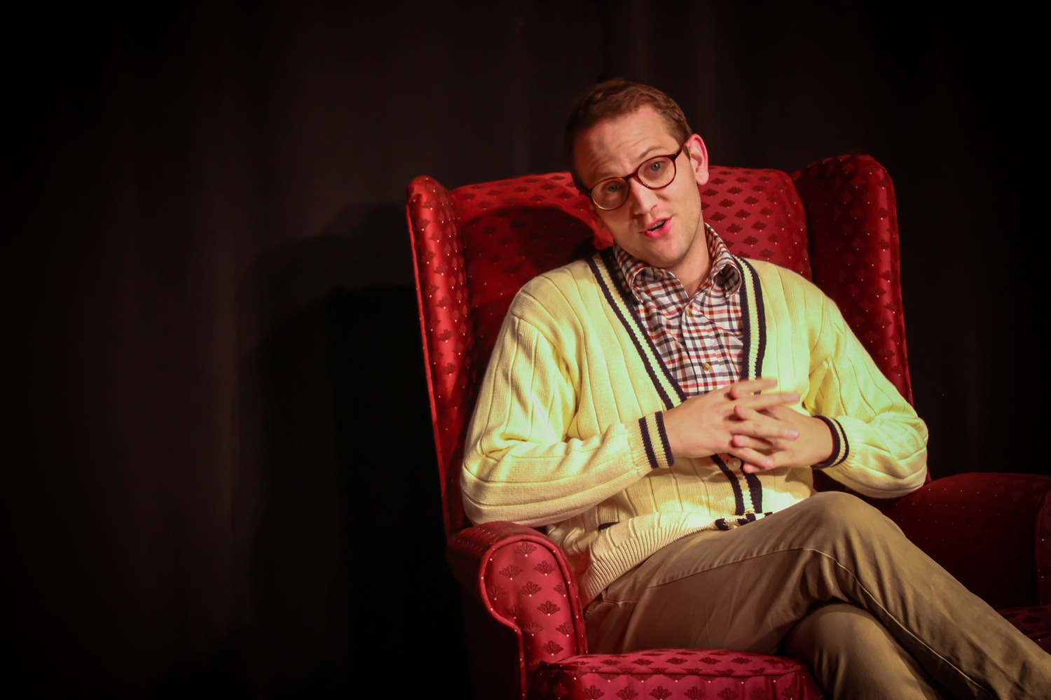 Stephen Spainhour-Roth as Man in Chair. Photo courtesy of Rachel Williams. 1