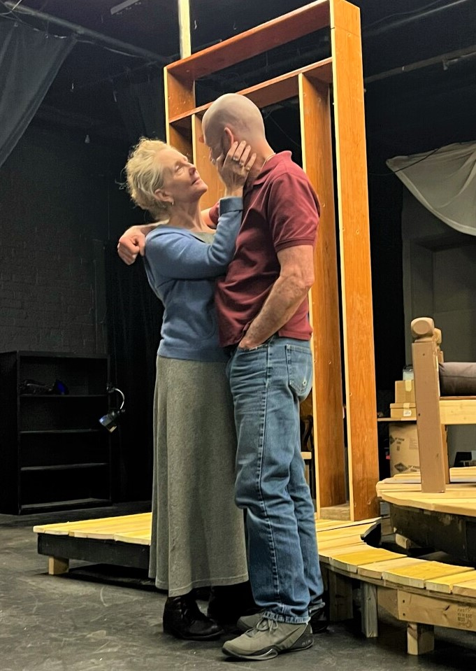 Rehearsal photos of Leigh Strimbeck (Eleanor) and Steven Patterson (Henry) in 