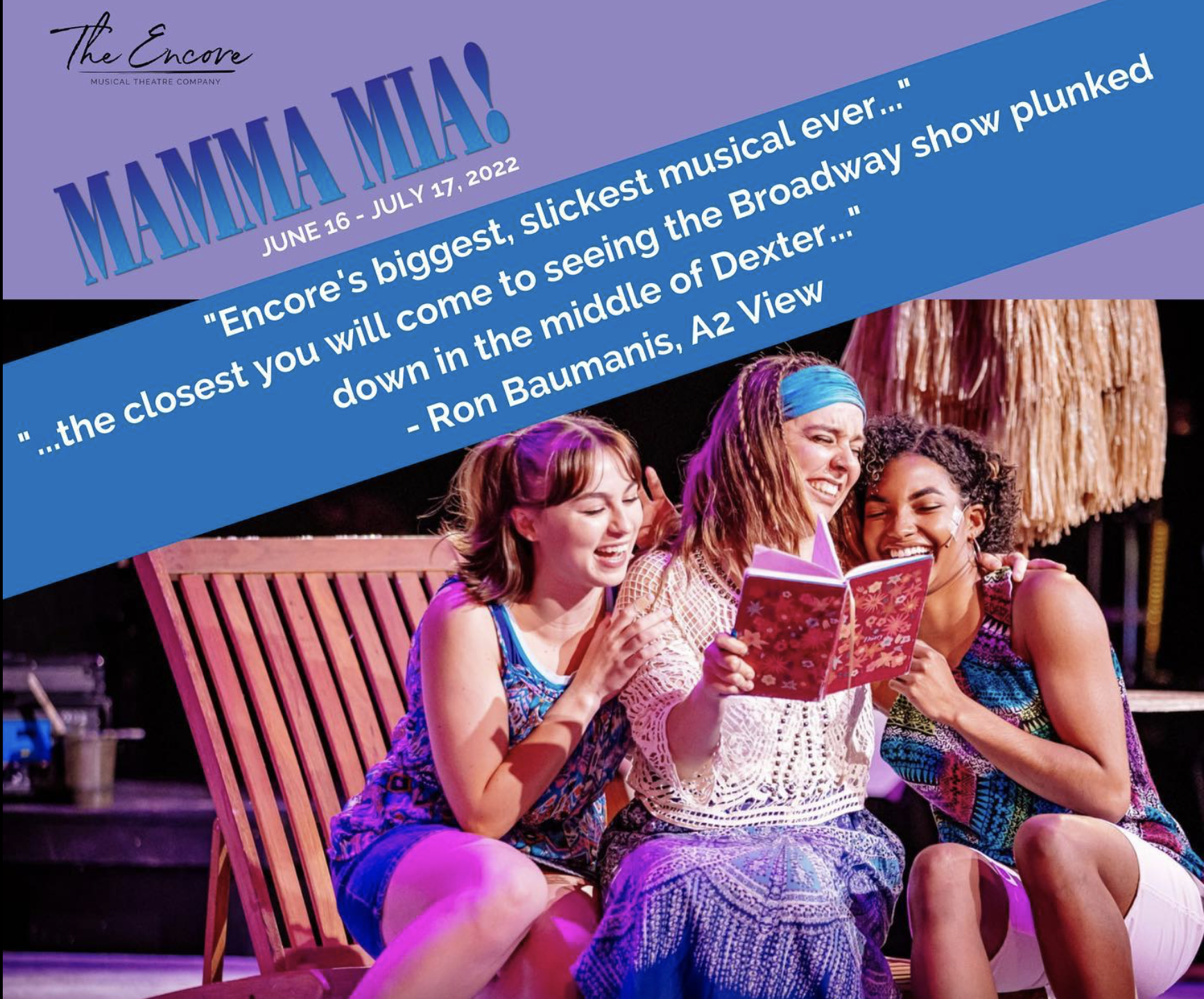 Jordyn Davis, Kate Cummings and Brooke Taylor in Mamma Mia! at The Encore. Photo by Michele Anliker