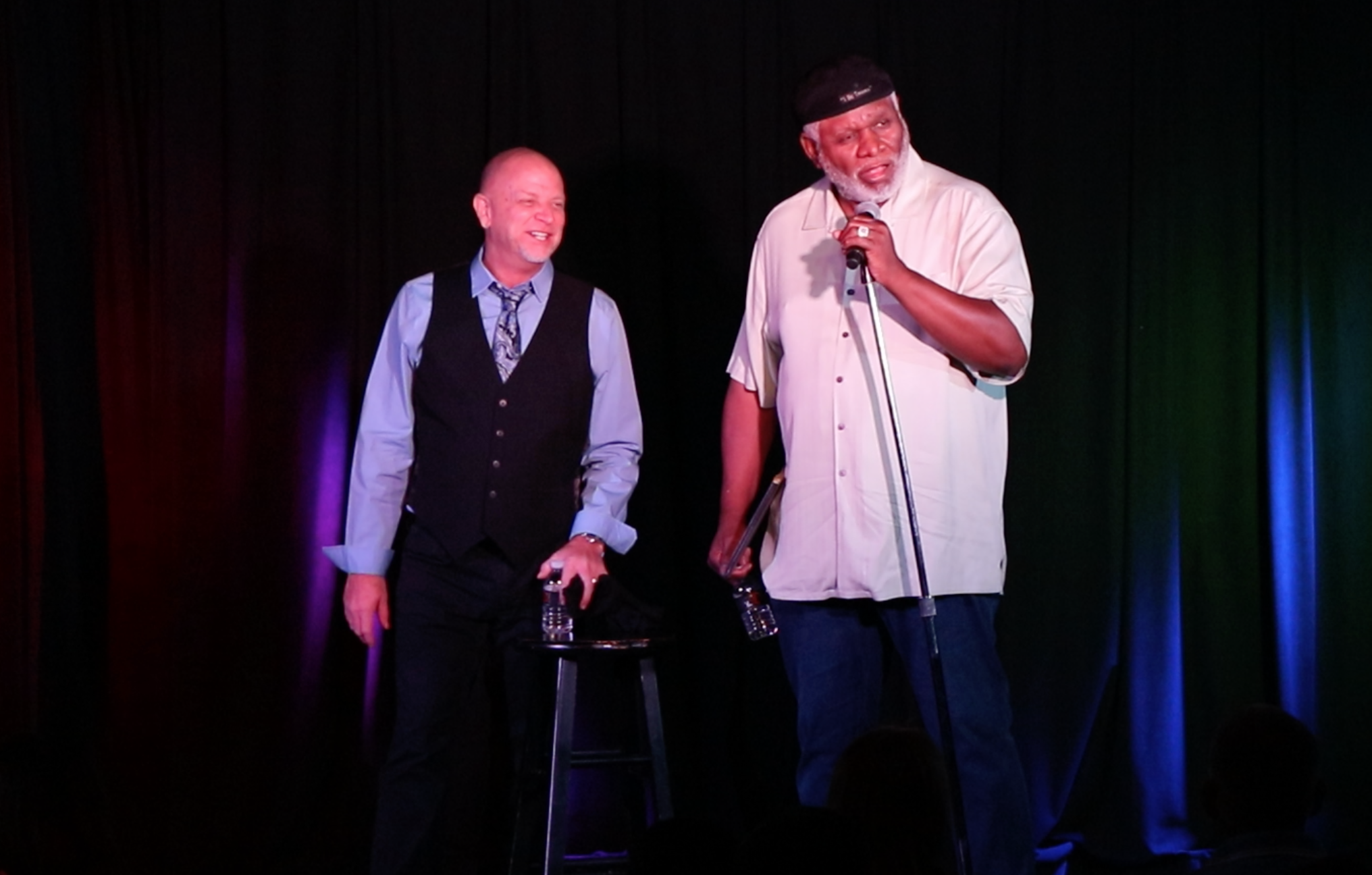 Comedy Legend George Wallace joins resident headliner Don Barnhart onstage for some improvisational riffing.