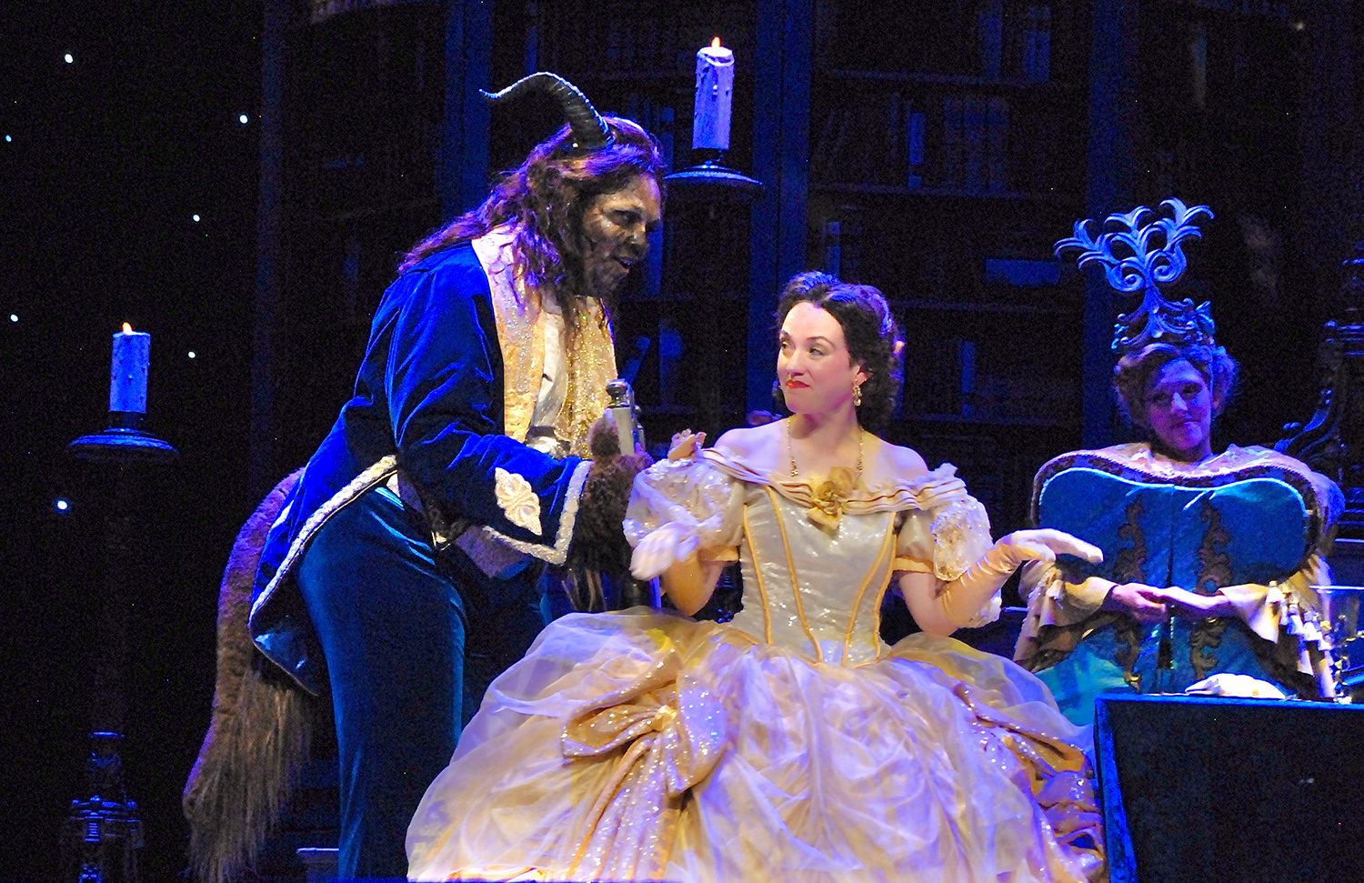 Ella Raymont (Belle) and Shafiq Hicks (Beast) in Beauty and the Beast 