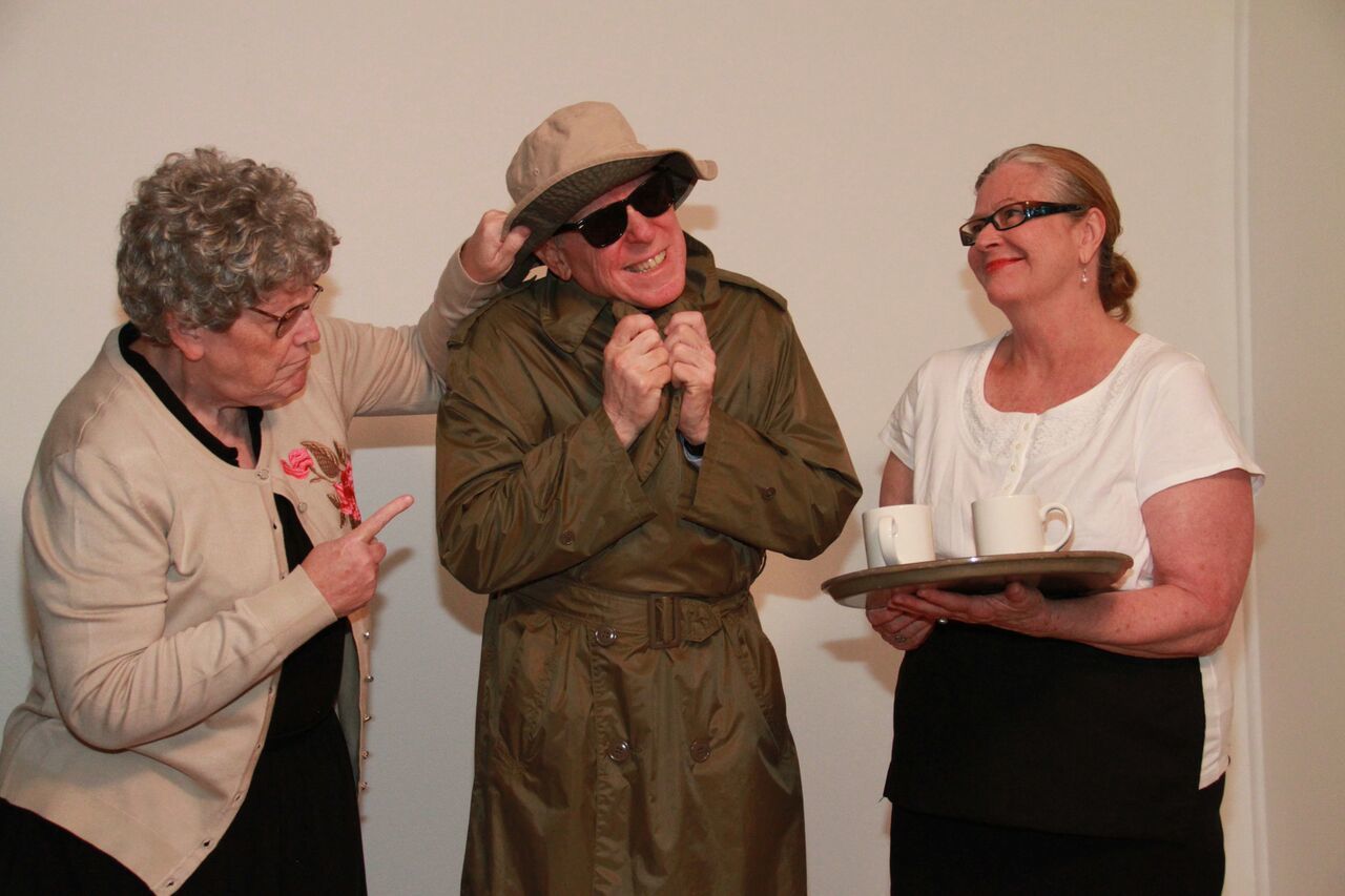L-R Harry (Jeff Evan), Rose (Beth Brooks) and Fanny (Eileen Antonescu) in Harry's Angel by Arthur Keyser.